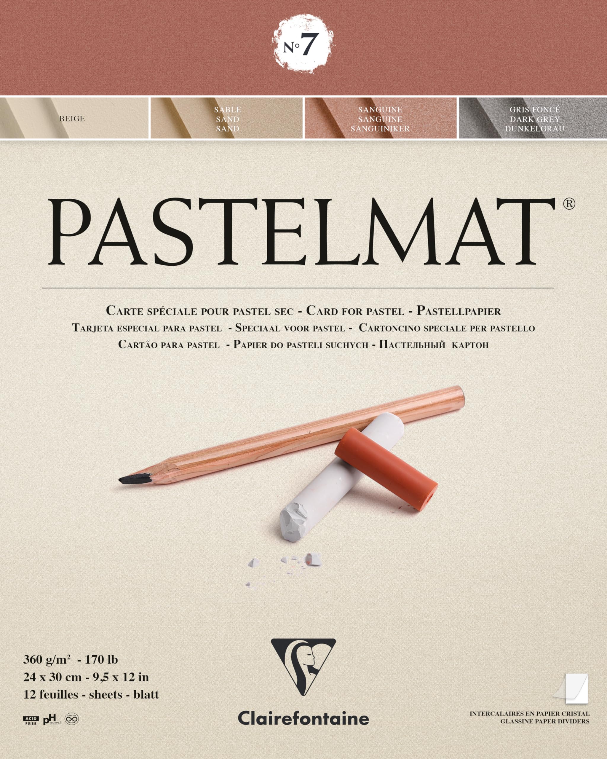 Clairefontaine Pastelmat Pad No. 7 | 12 Sheets Dry Pastel Card 24x30cm