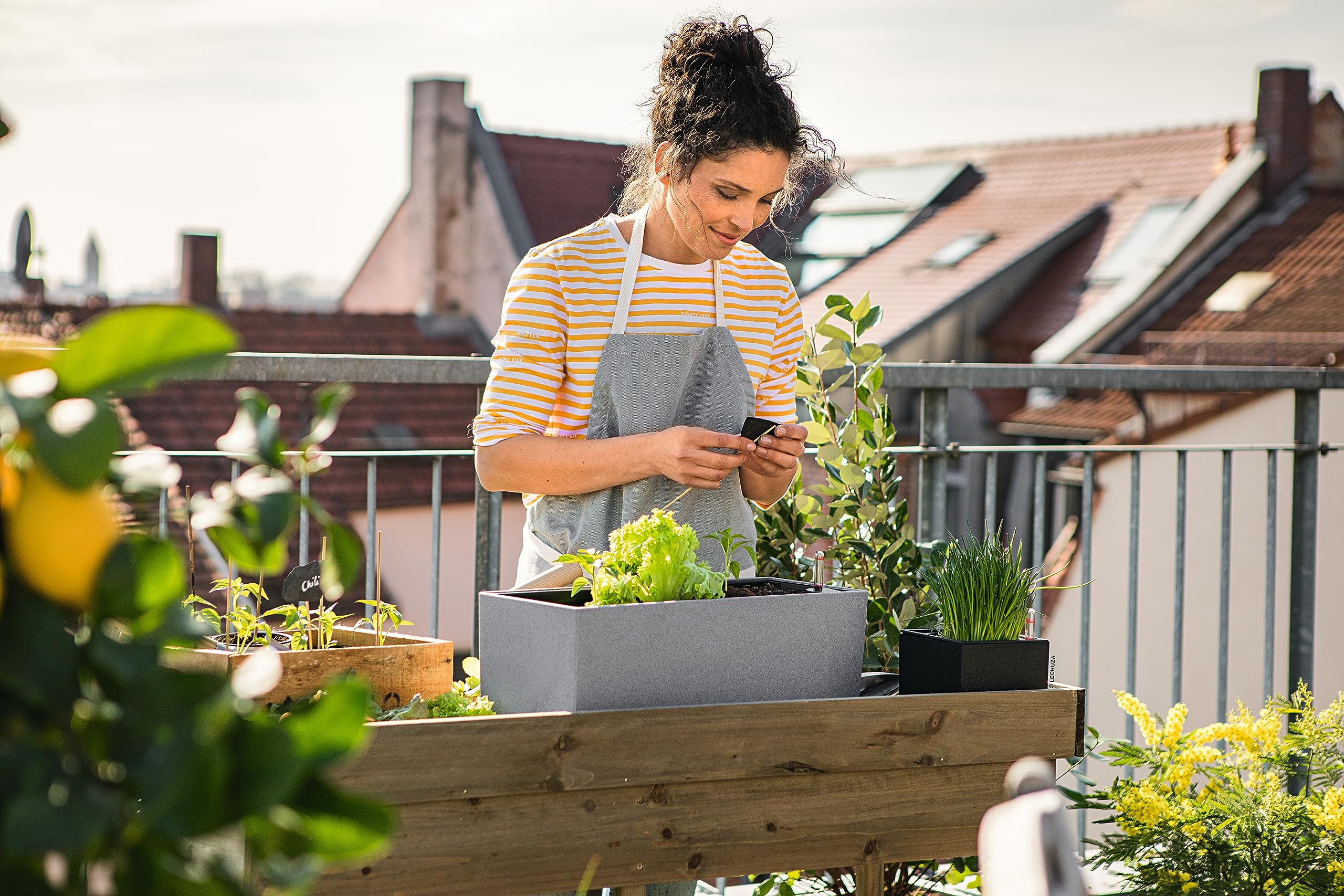 Lechuza Balconera Stone 50 Self-Watering Planter | Stone Grey Window Box