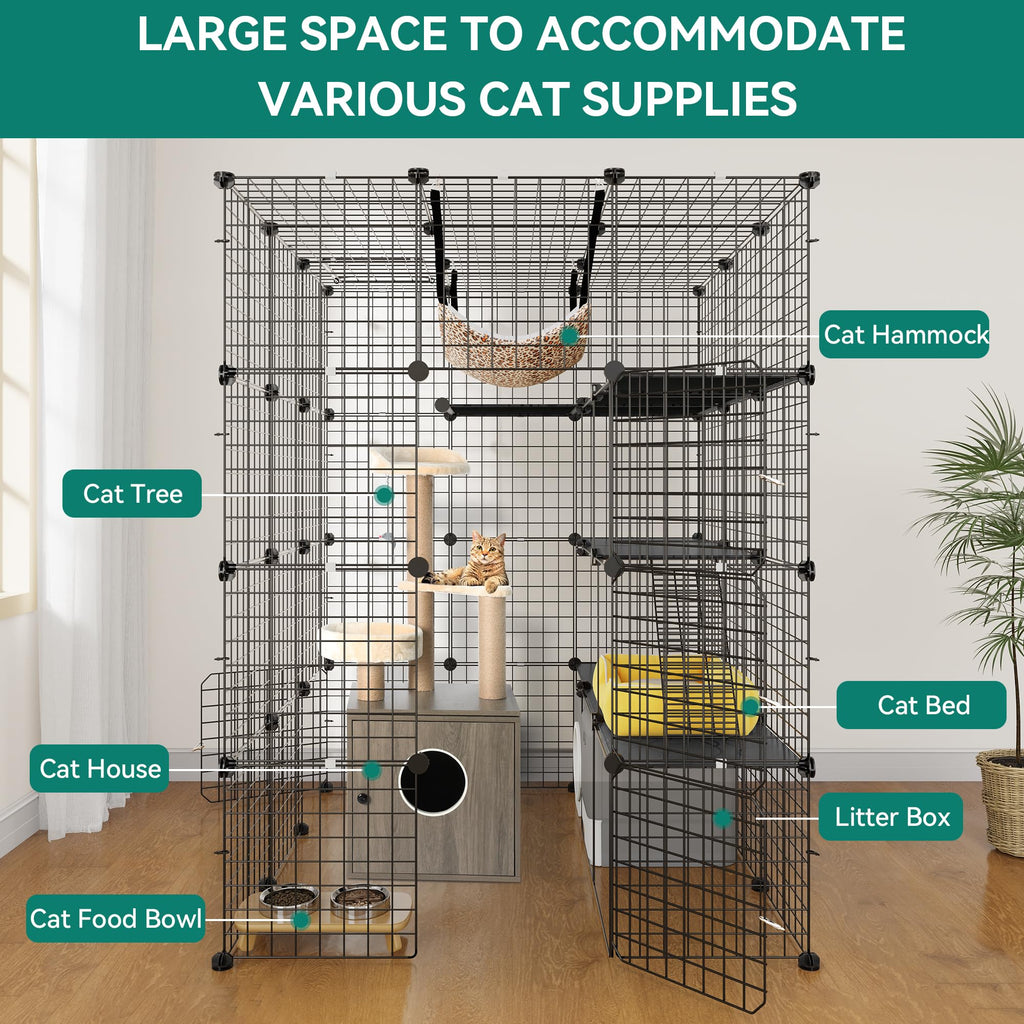 YITAHOME 4-Tier Large Cat Cage – Metal Wire Enclosure with Hammock