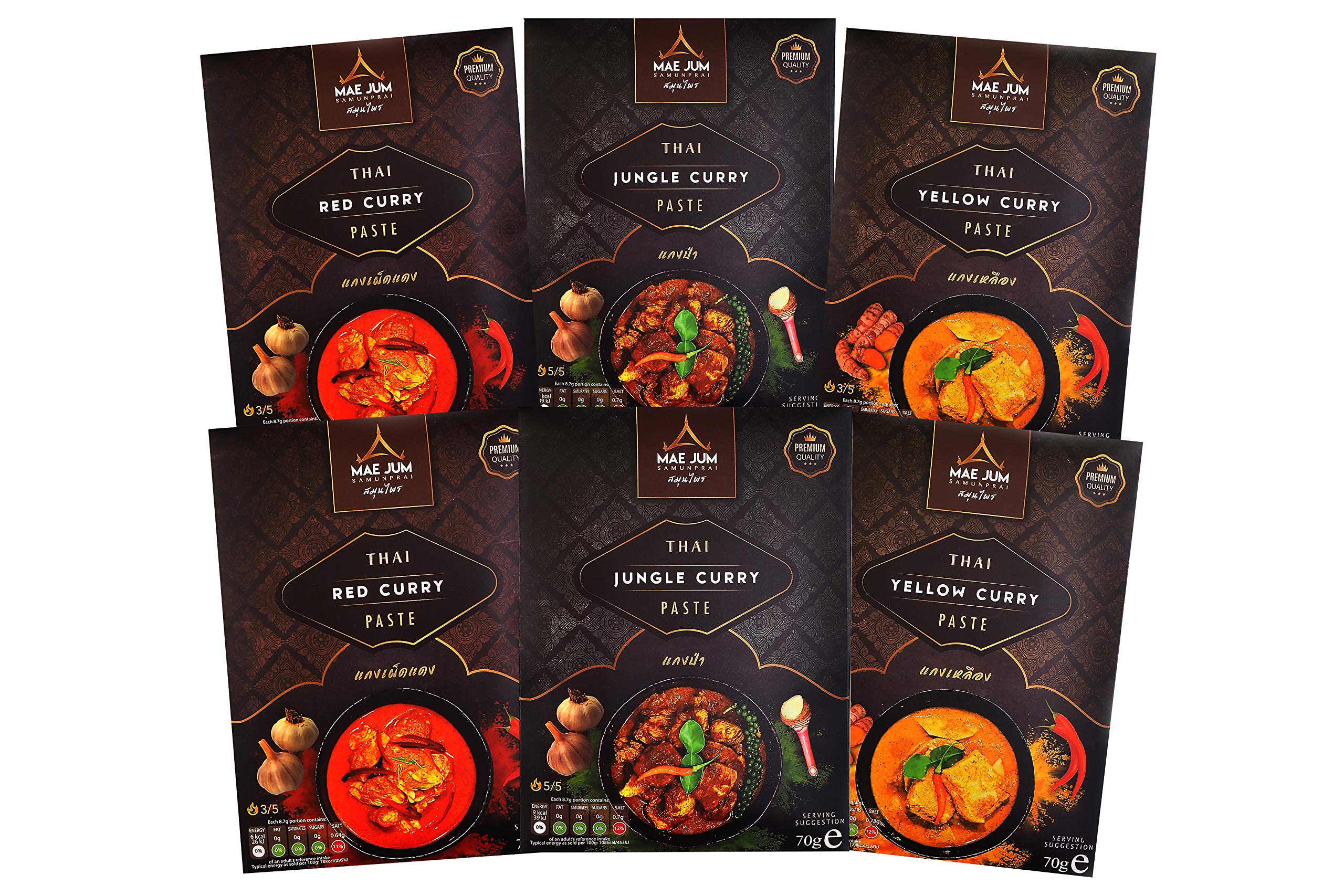 Mae Jum Thai Curry Paste Bundle - 6 Pack (70g) Vegan & Gluten-Free