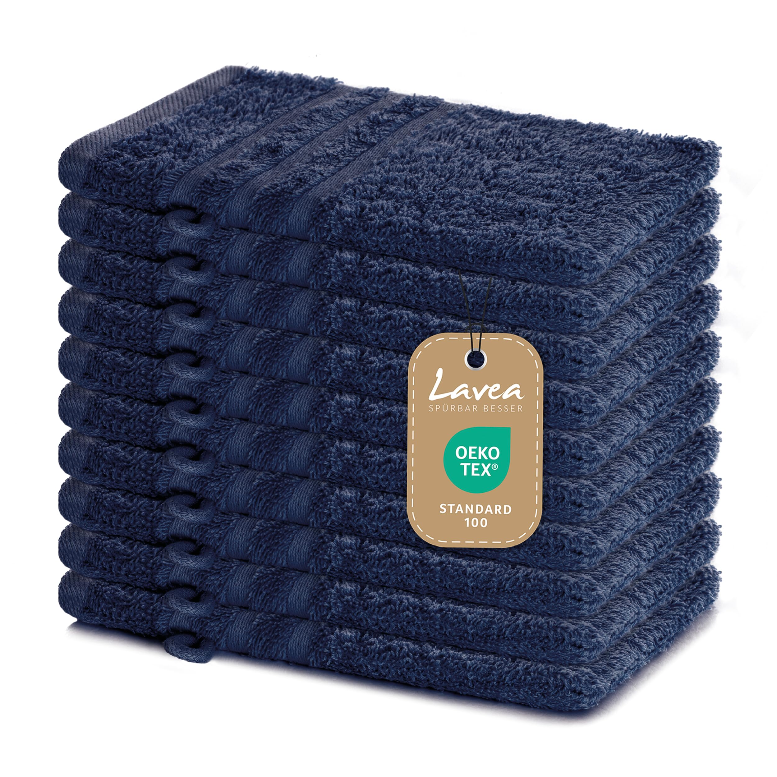 Jolof Store 10-Piece Navy Terry Cotton Wash Mitt Set - 15 x 21 cm