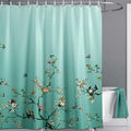 LIVETTY Ombre Green Bird Floral Shower Curtain - 200x200cm Waterproof