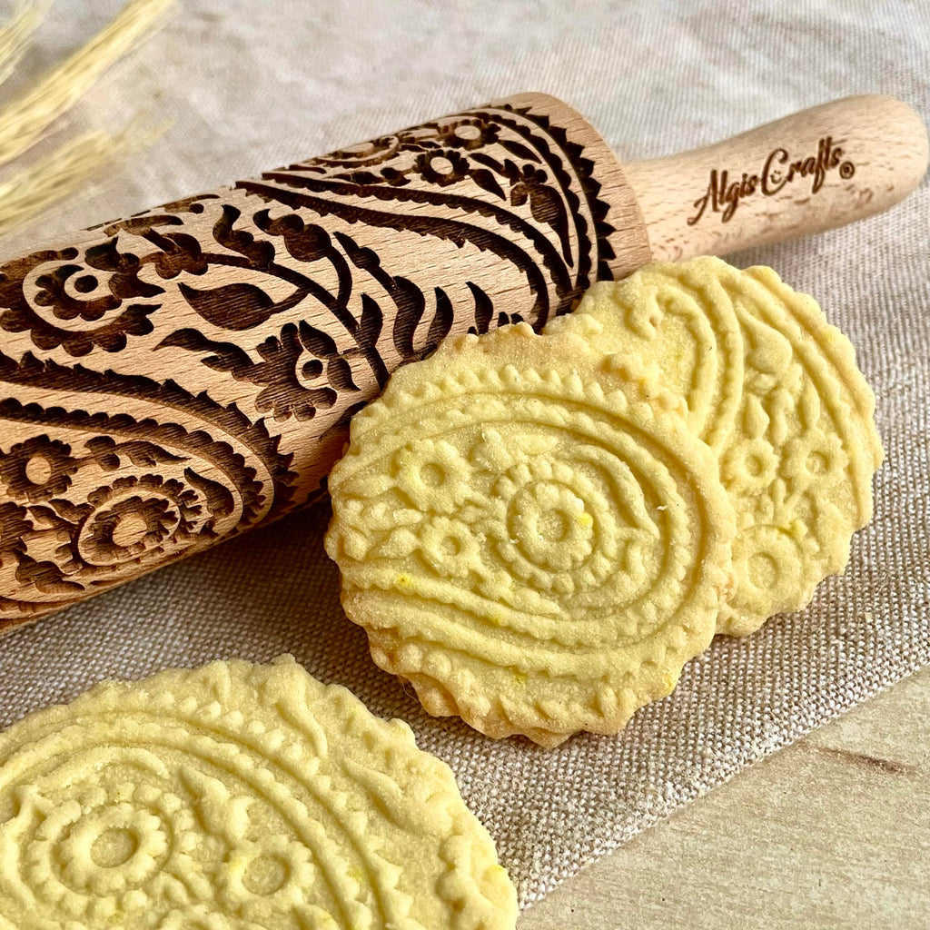 Algis Crafts Kids 3-Piece Mini Embossed Rolling Pin Set - Beech Wood