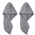 Polyte Microfibre Hair Turban Wrap - Quick Dry Towel, 2 Pack (Dark Gray)