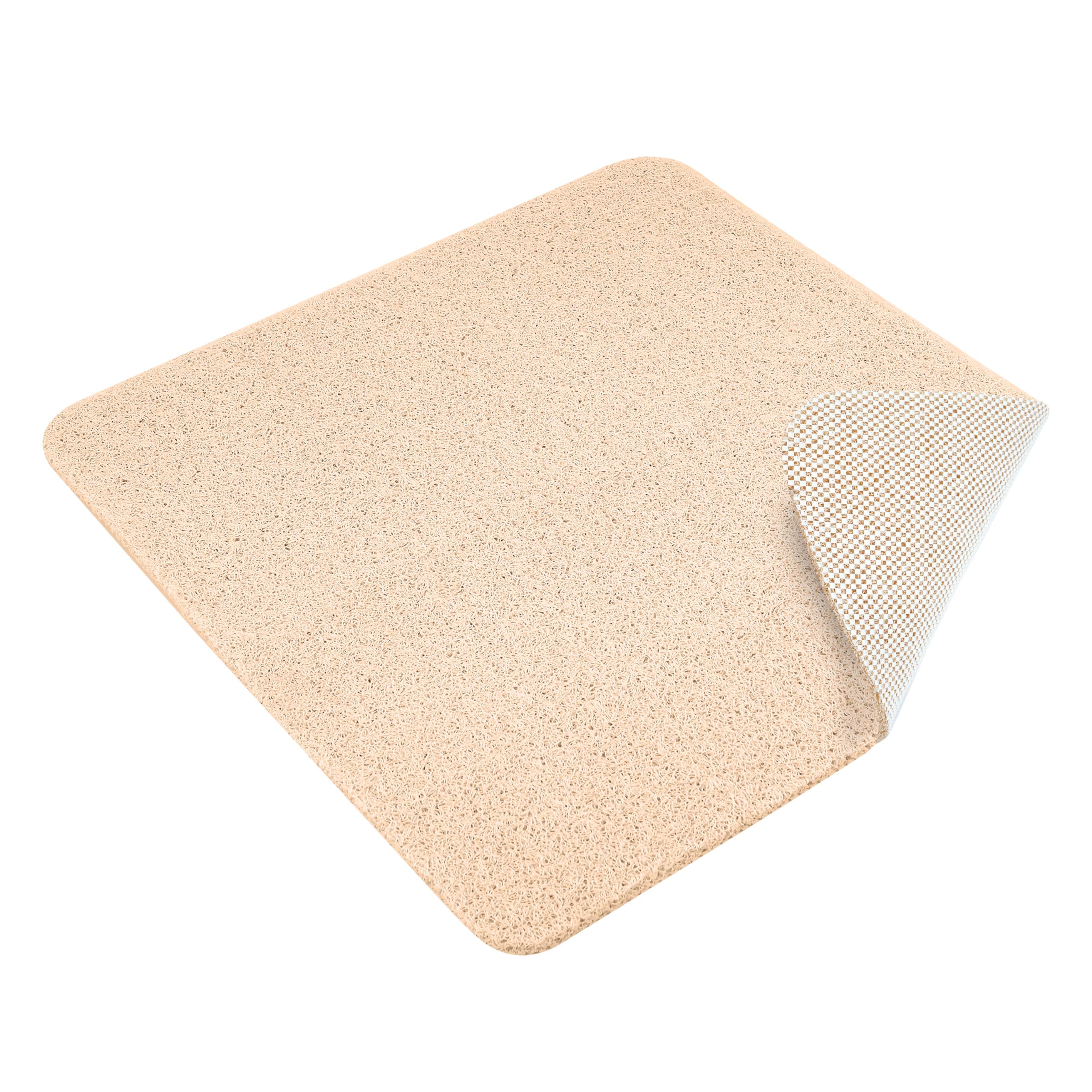 Dikots 60x60cm Square Shower Mat – Non-Slip Beige Loofah PVC Mat