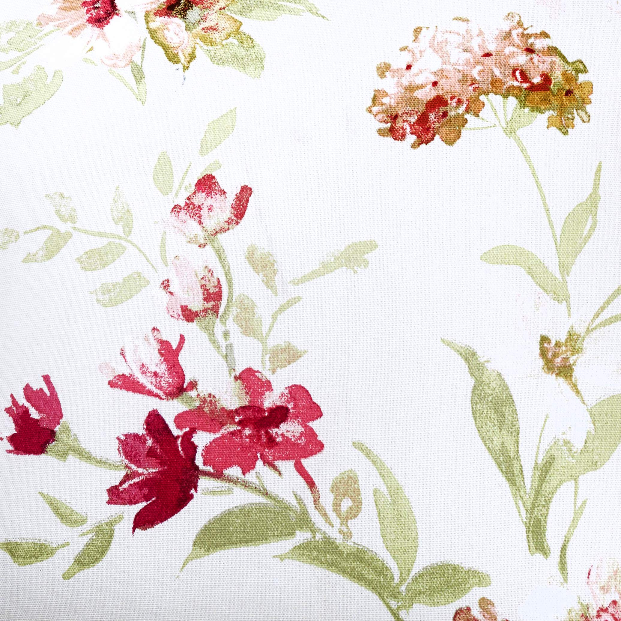 Fusion Jeannie Red Floral Cotton Pencil Pleat Curtains - 168 x 229cm