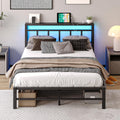 VECOCHO 4ft6 Double Metal Bed Frame with LED Storage Headboard