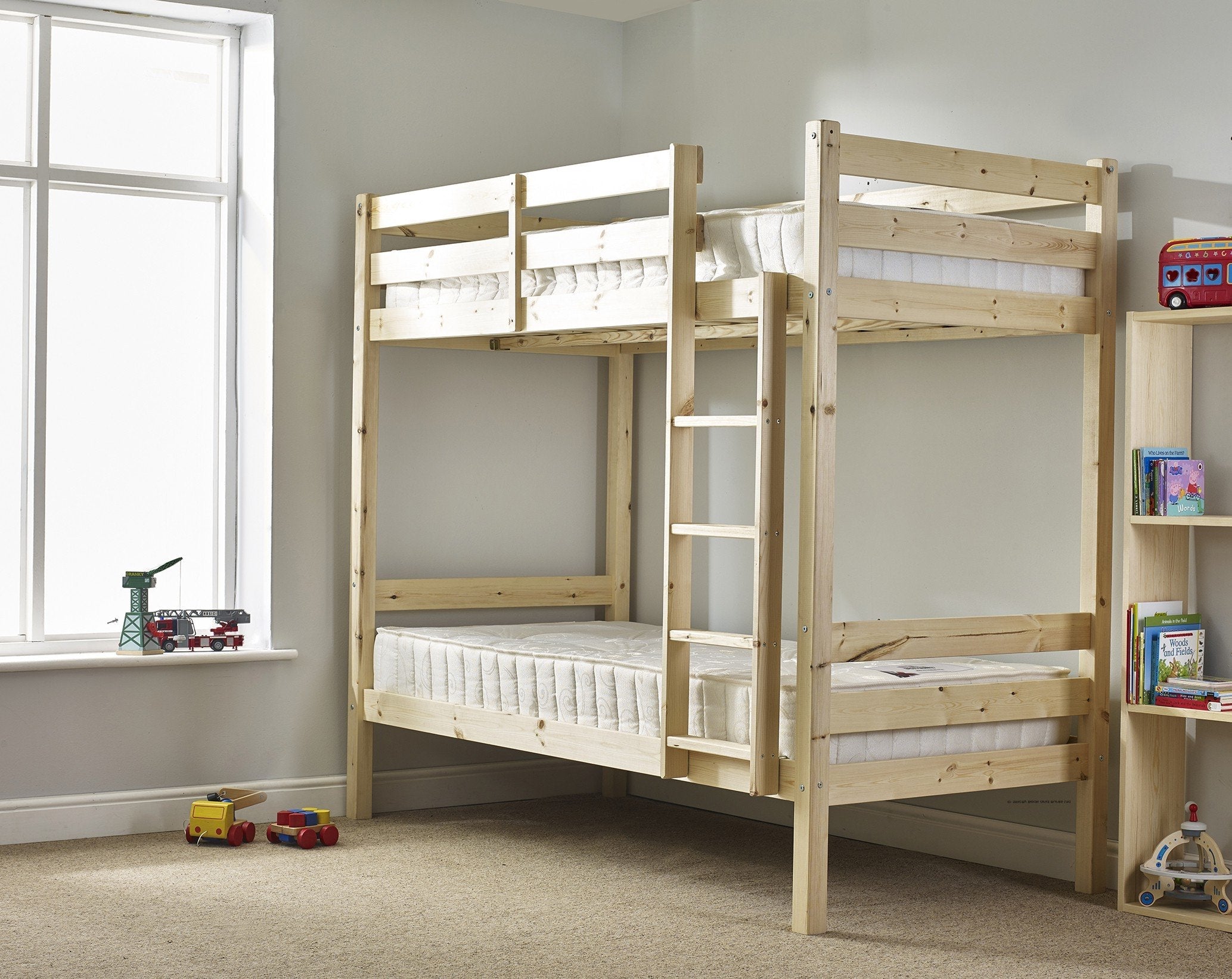 Strictly Beds & Bunks Everest Heavy Duty Euro Single Pine Bunk Bed