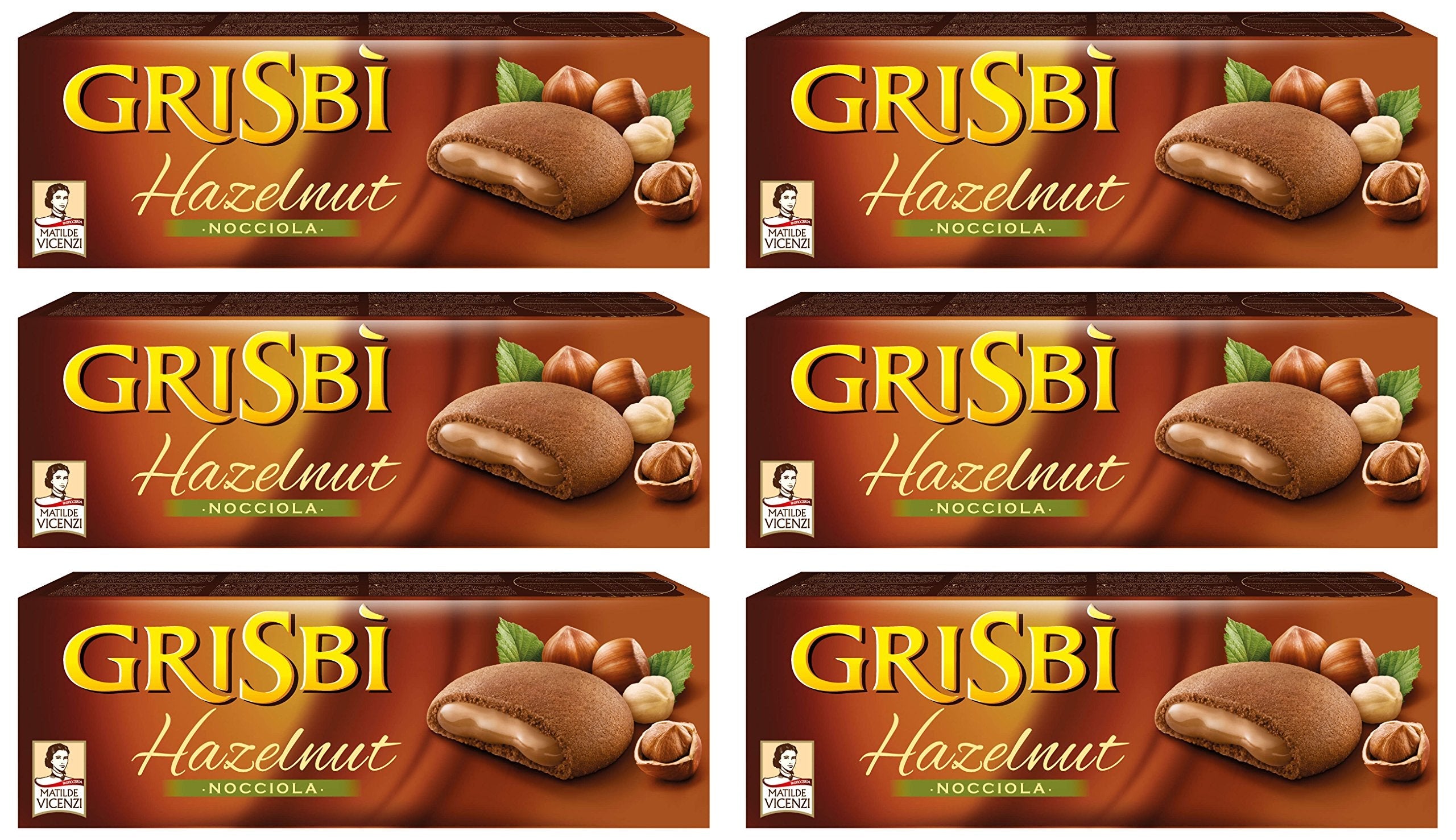 Vicenzi Grisbi Hazelnut Cream Biscuits - Italian Pastries, 150g (6 Pack)