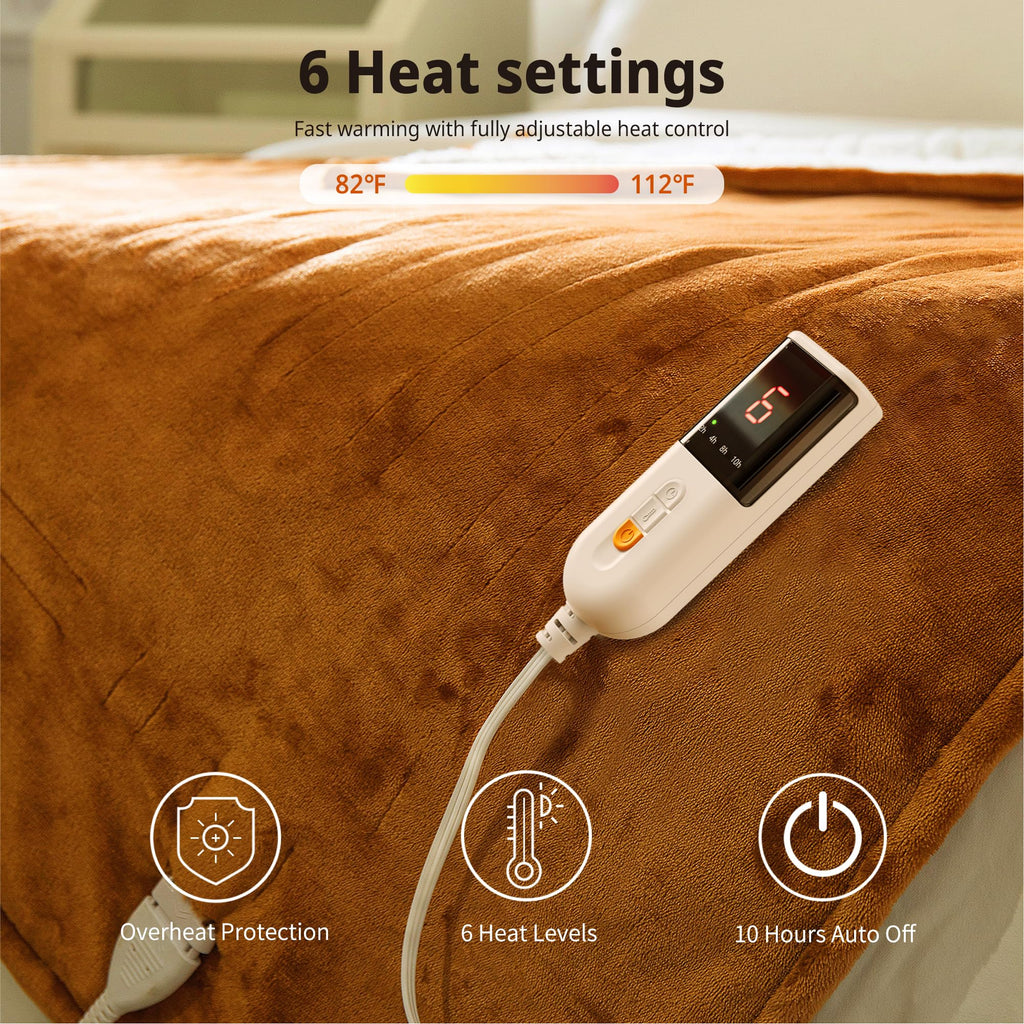 GOTCOZY Heated Blanket Electric Throw – Silky Plush 130x160cm (Green)
