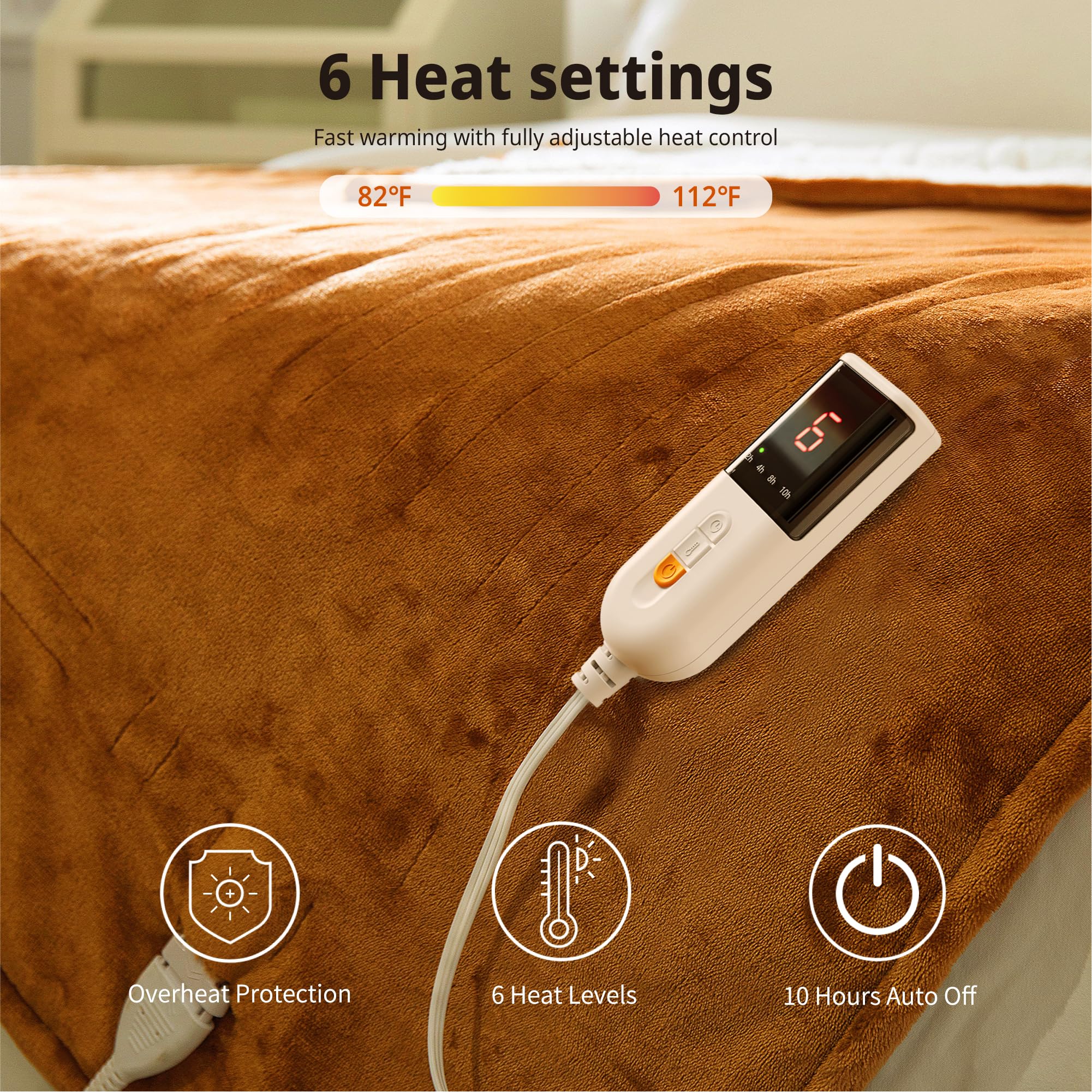 GOTCOZY Heated Blanket Electric Throw – Silky Plush 130x160cm (Green)