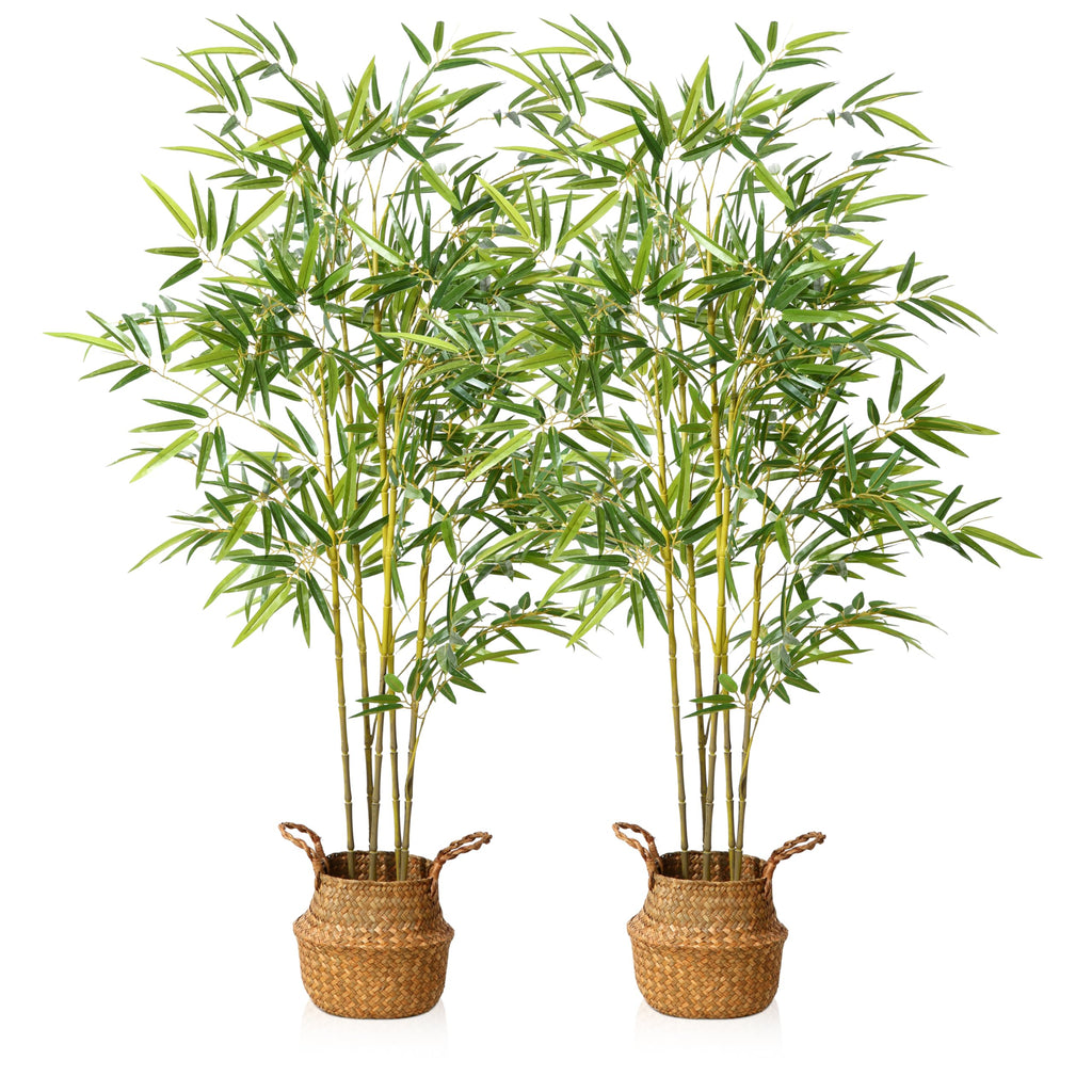 Kazeila 2-Pack Artificial Bamboo Trees | 140cm Faux Plants with Baskets
