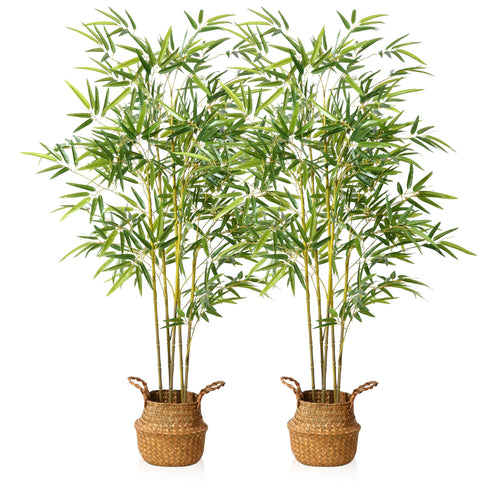 Kazeila 2-Pack Artificial Bamboo Trees | 140cm Faux Plants with Baskets