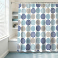 Sunlit Abstract Tree Rings Fabric Shower Curtain | Blue & Beige Nature Print