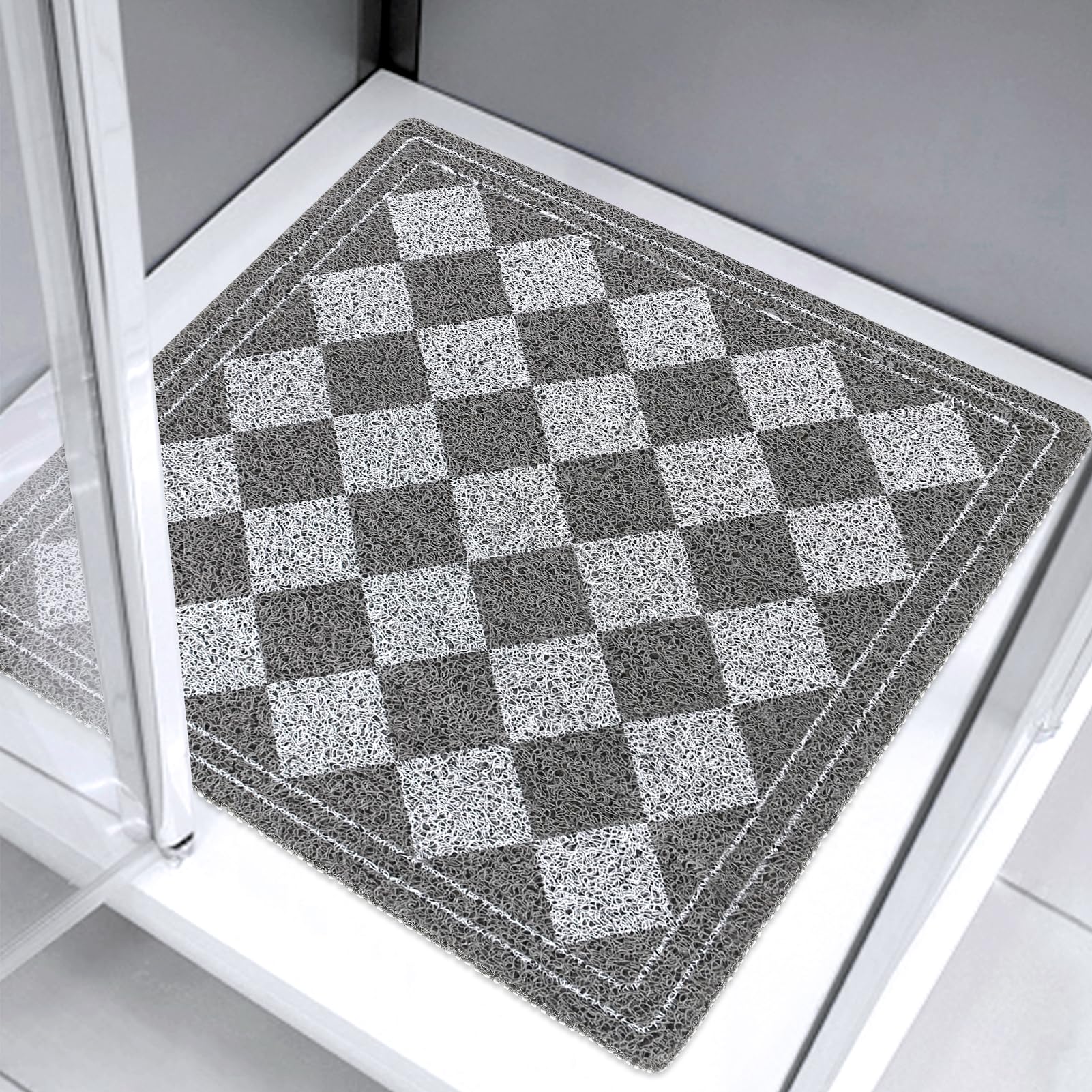 MACUNIN Square Non-Slip Shower Mat | 60x60cm Gray Loofah Bath Mat