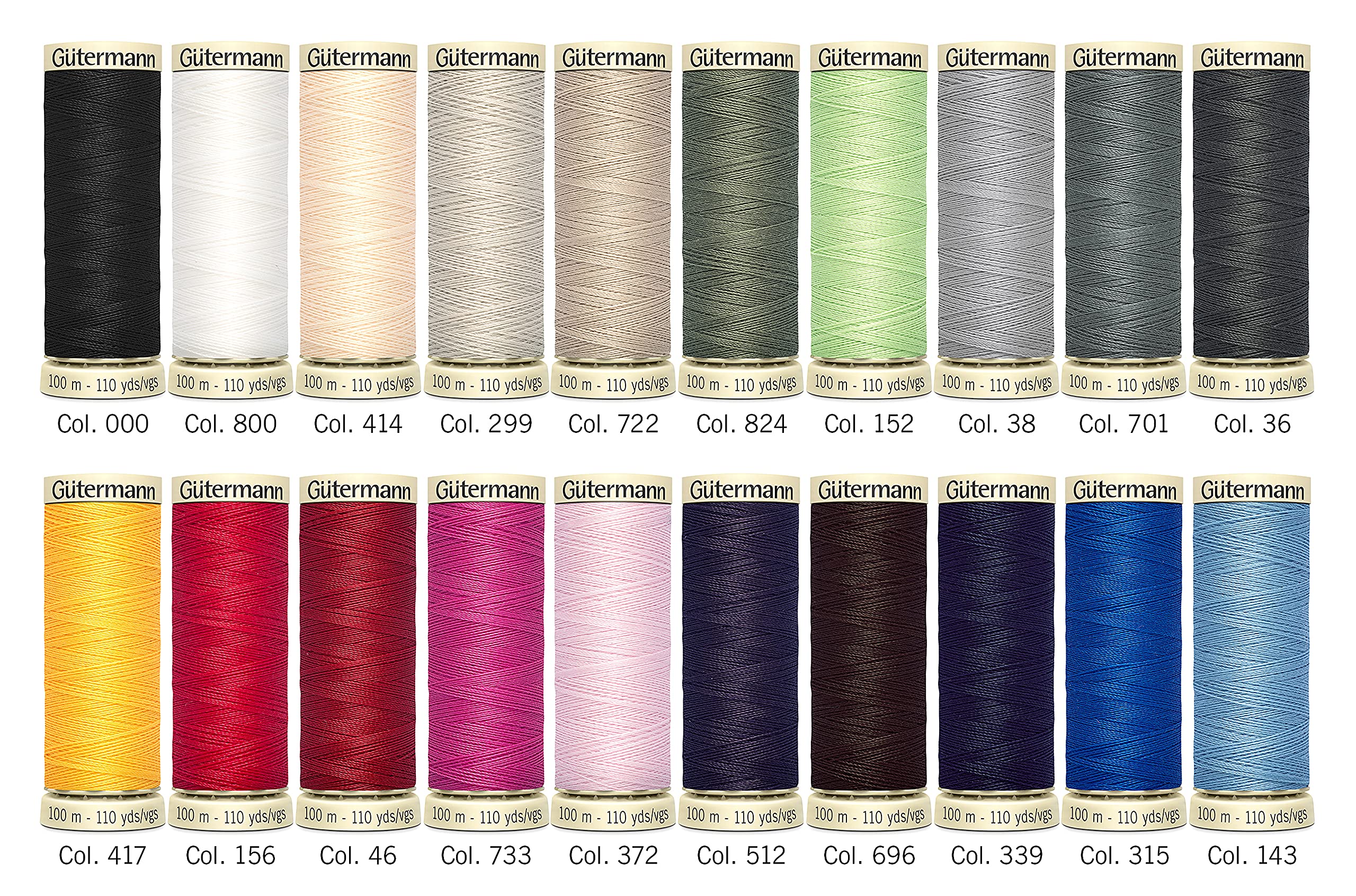 Gutermann Sew-All Polyester Sewing Thread Set - 20 Assorted Spools