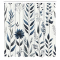 Abakuhaus Navy Blue Shower Curtain | Minimalistic Botanic Art Fabric