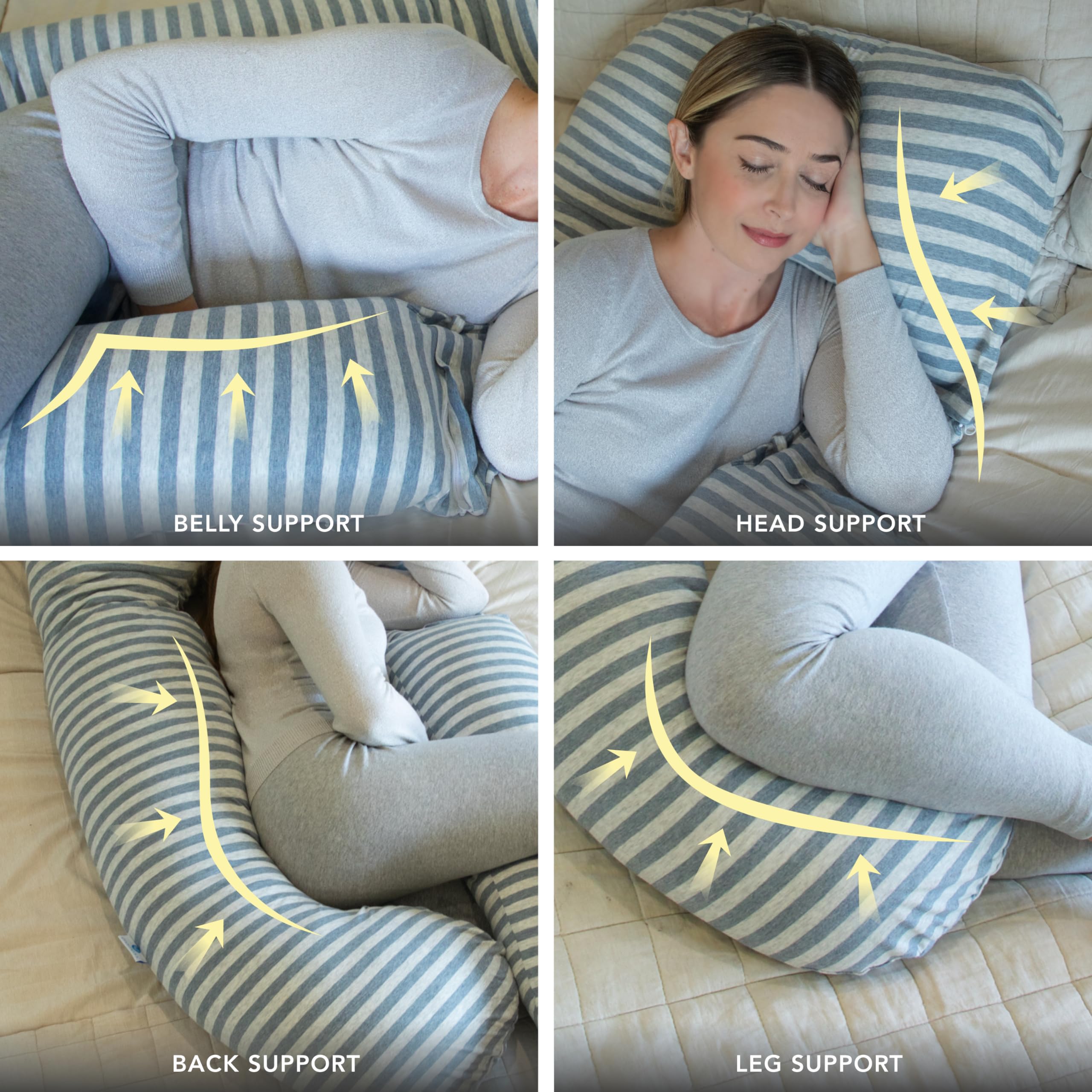 PharMeDoc U-Shape Full Body Pregnancy Pillow - Jersey Cover, Silver Moon