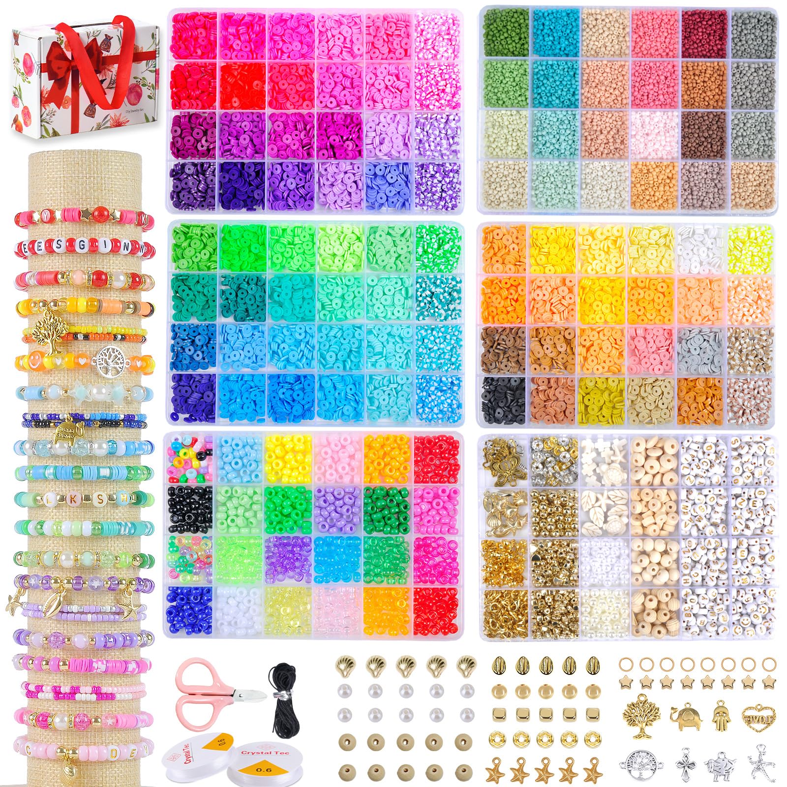 Friendship Bracelet Making Kit - 6 Box Clay & Pony Bead Set