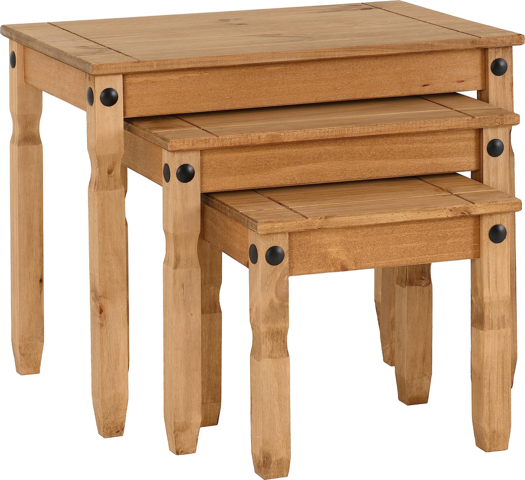 Seconique Corona Nest Of Tables in Distressed Waxed Pine