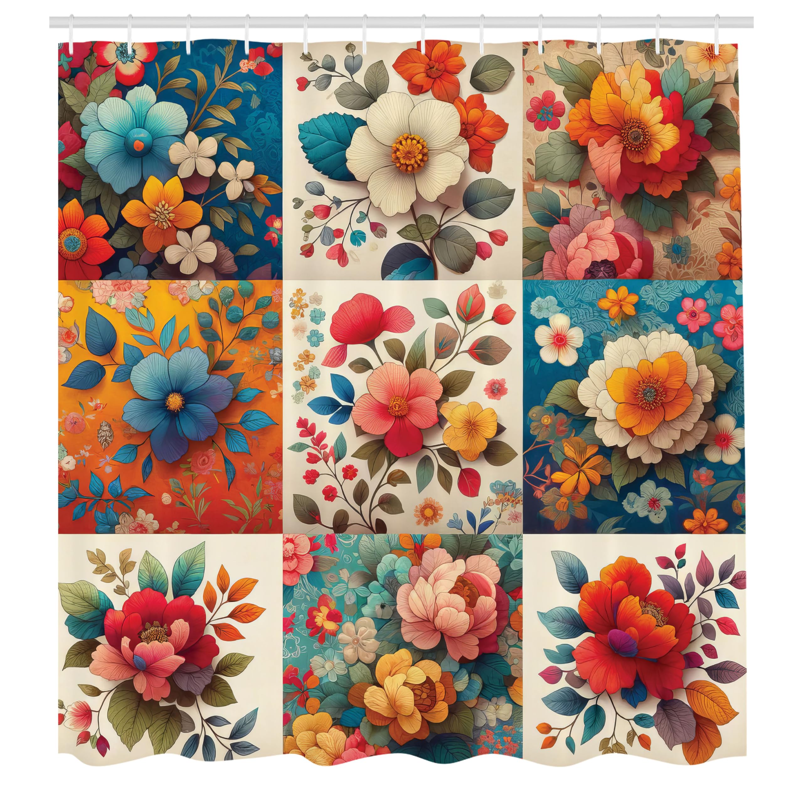 Abakuhaus Floral Shower Curtain | Waterproof Turkish Fabric | 175 x 200 cm
