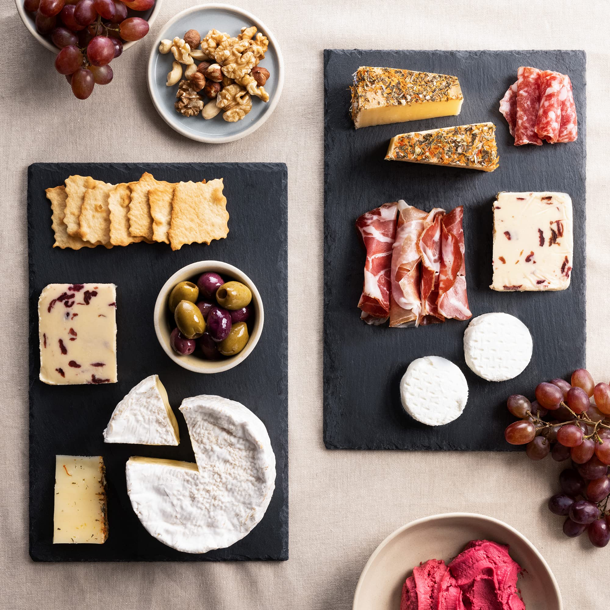 Navaris Slate Serving Plates - Set of 6 Rectangular Stone Placemats - 30x20cm