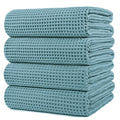 Polyte Microfibre Waffle Weave Bath Towels - Quick Dry 4 Pack Green