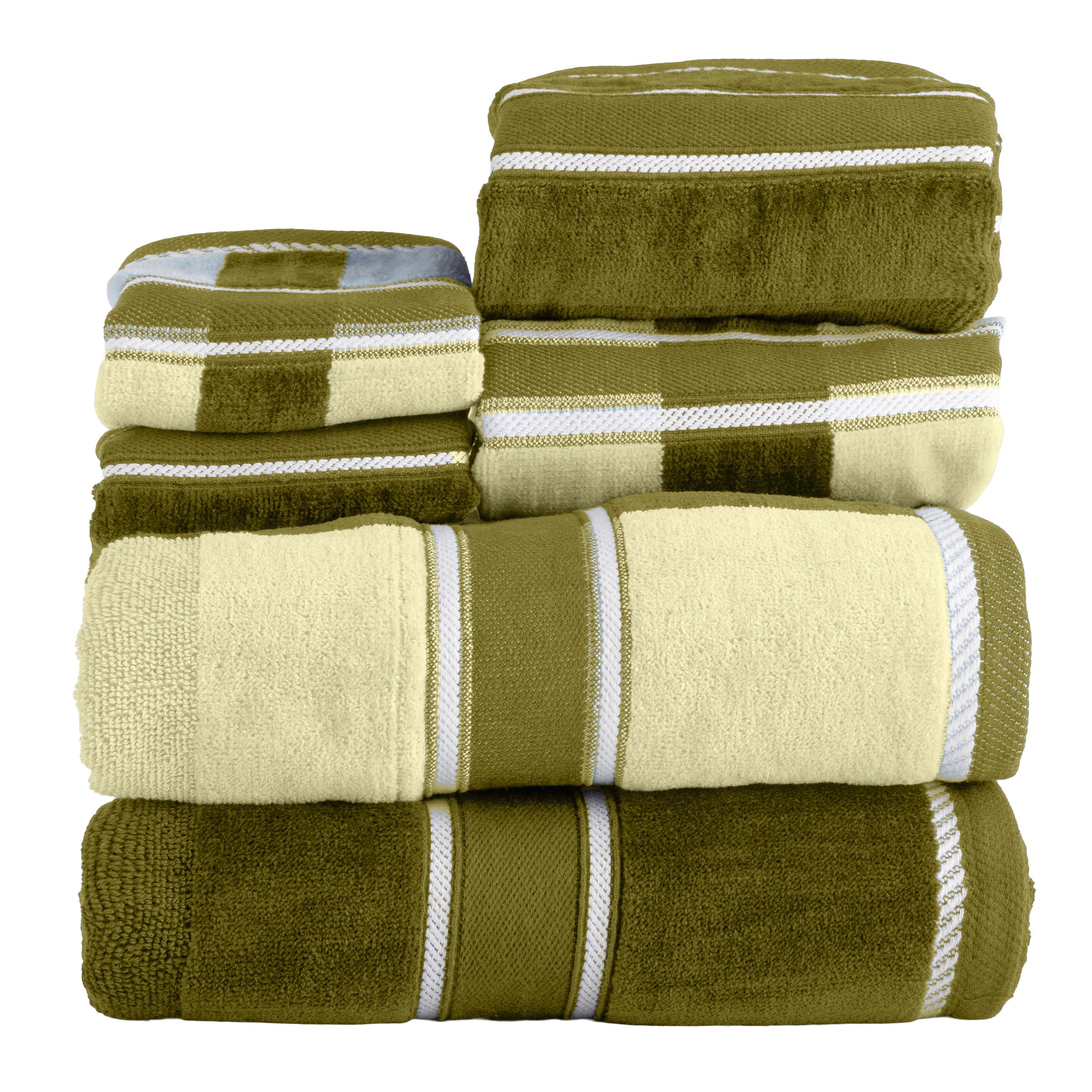 Lavish Home 6-Piece Cotton Bath Towel Set | Absorbent Velour - Green