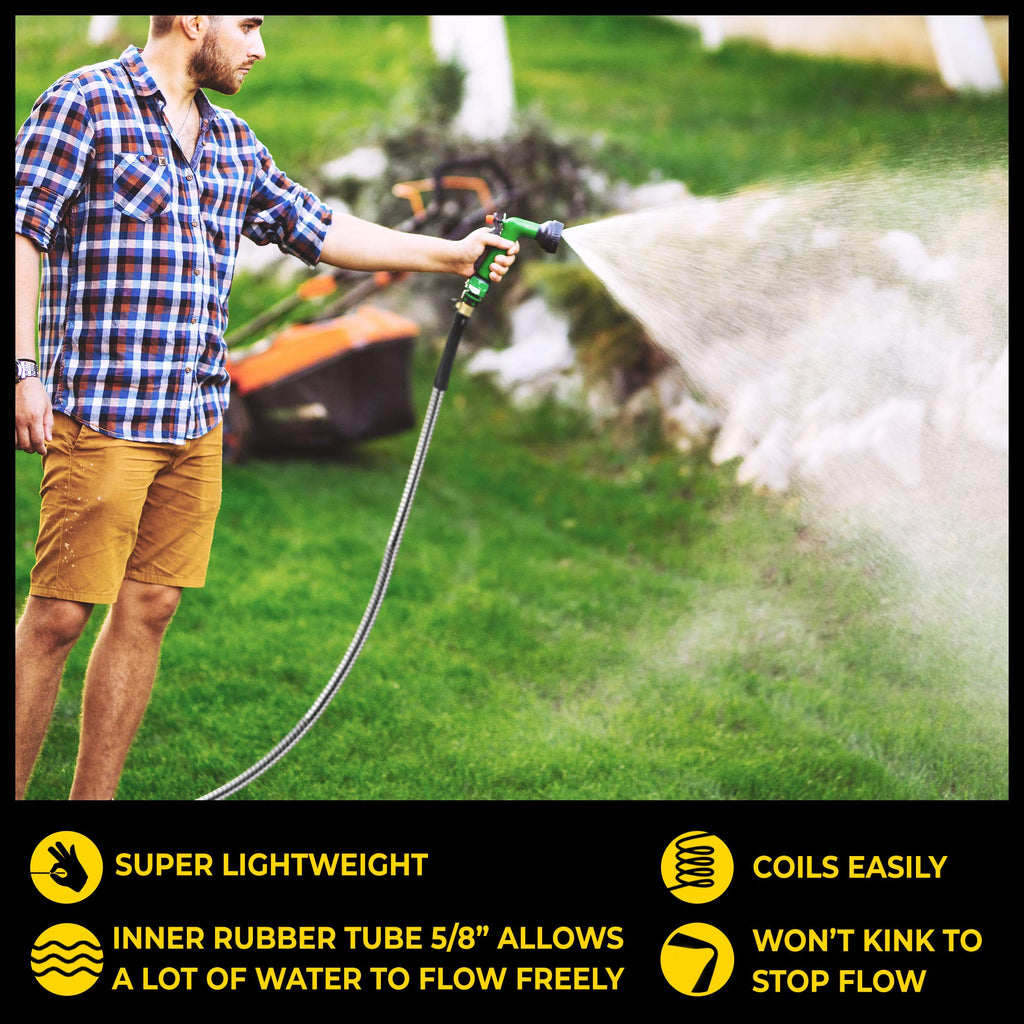 Bionic Steel Pro 100' Garden Hose – 304 Stainless Steel Metal Hose