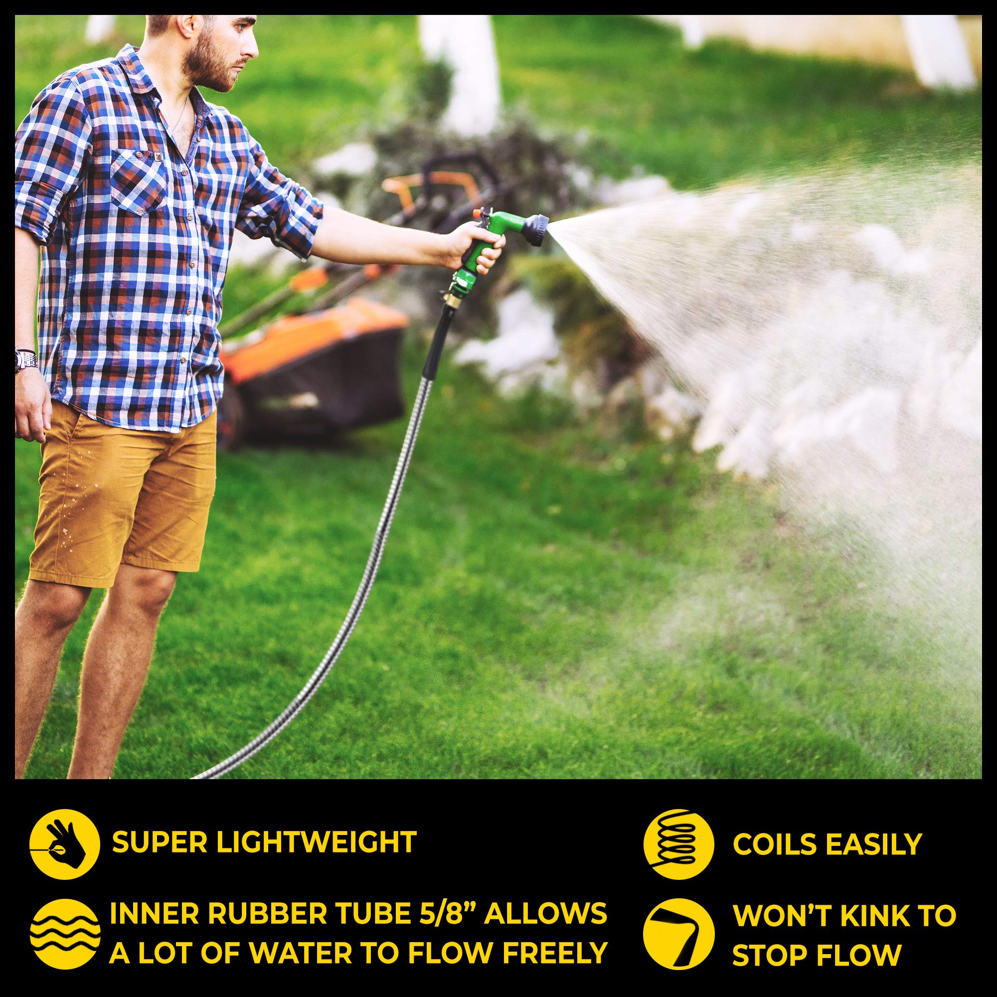 Bionic Steel Pro 100' Garden Hose – 304 Stainless Steel Metal Hose