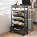 Ornestia Metal Book Trolley, Mobile Storage Bookcase with WheelsBlack