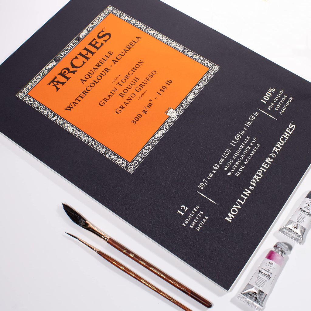 ARCHES Watercolour Pad - 100% Rag 300g/m² Coarse Grain A3 - 12 Sheets