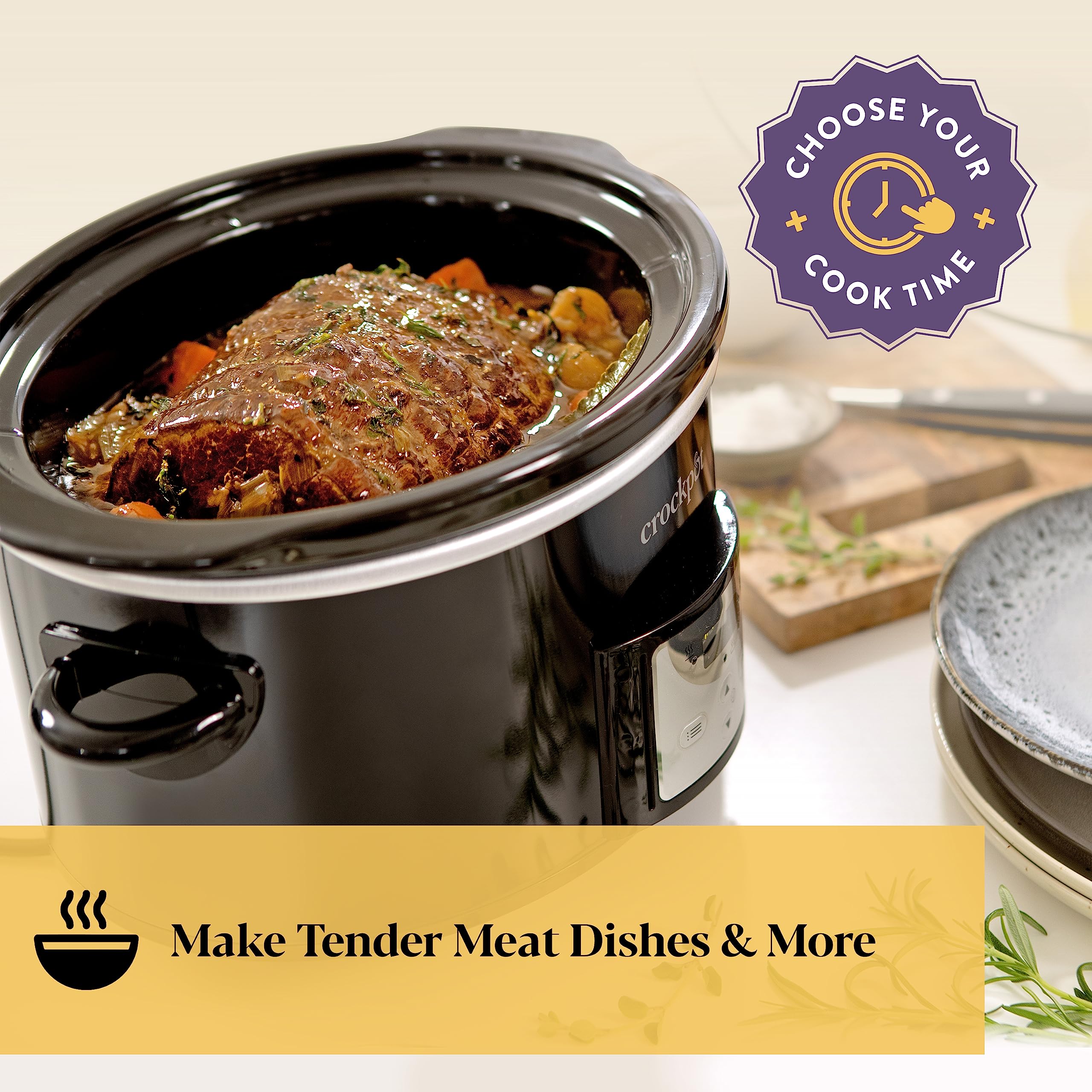 Crockpot Digital Slow Cooker | 3.5L Programmable Timer | Black CSC113