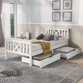 BTM Single Bed with Drawers | 3FT Solid Pine Wood Storage Frame - White