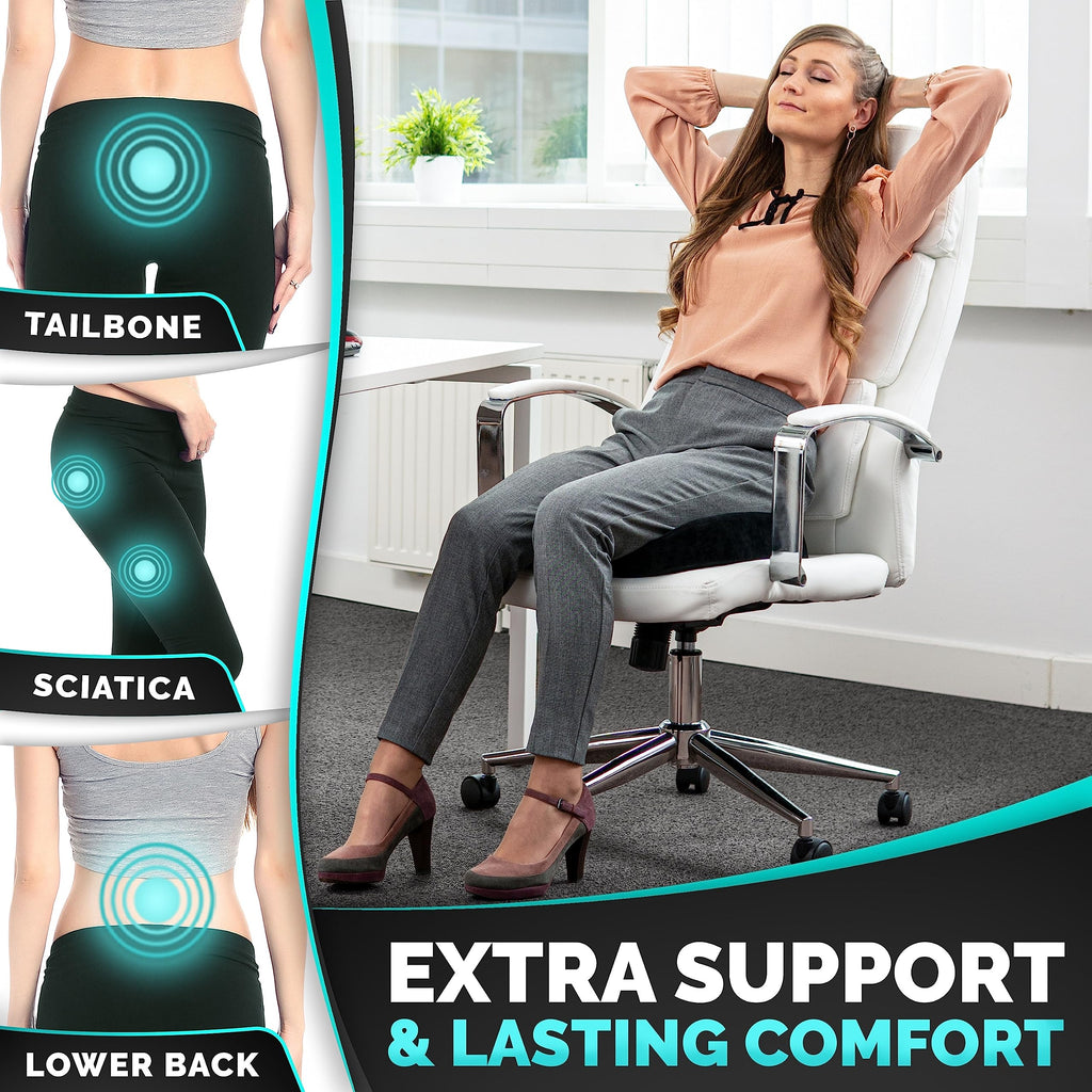 iamcomfi Coccyx Cushion – Firm Memory Foam Seat for Office Chair & Car