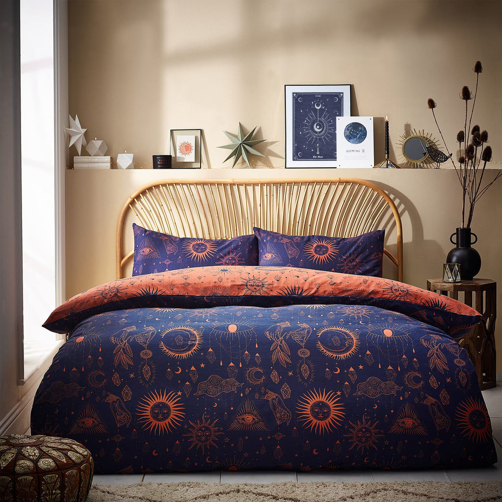 furn. Constellation Celestial Reversible Duvet Cover Set – Navy/Bronze