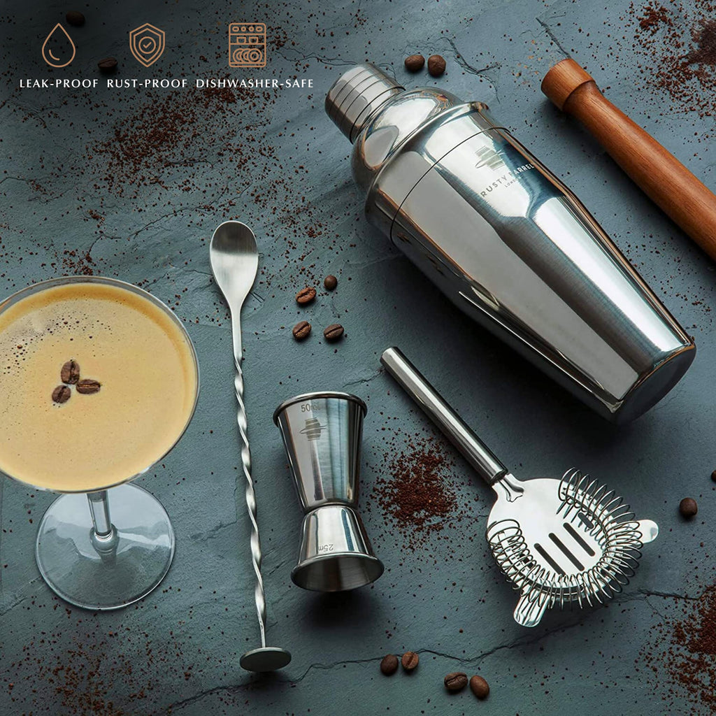 Rusty Barrel Manhattan Cocktail Making Set | 8-Piece Stainless Steel Kit