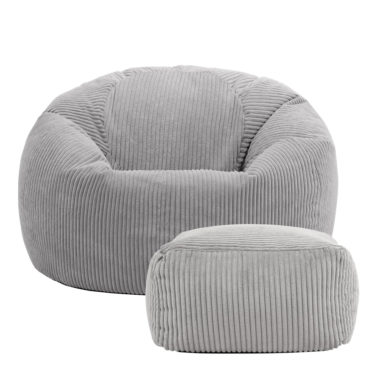 icon Kingston Cord Bean Bag & Footstool with Filling Included, Grey - image 4