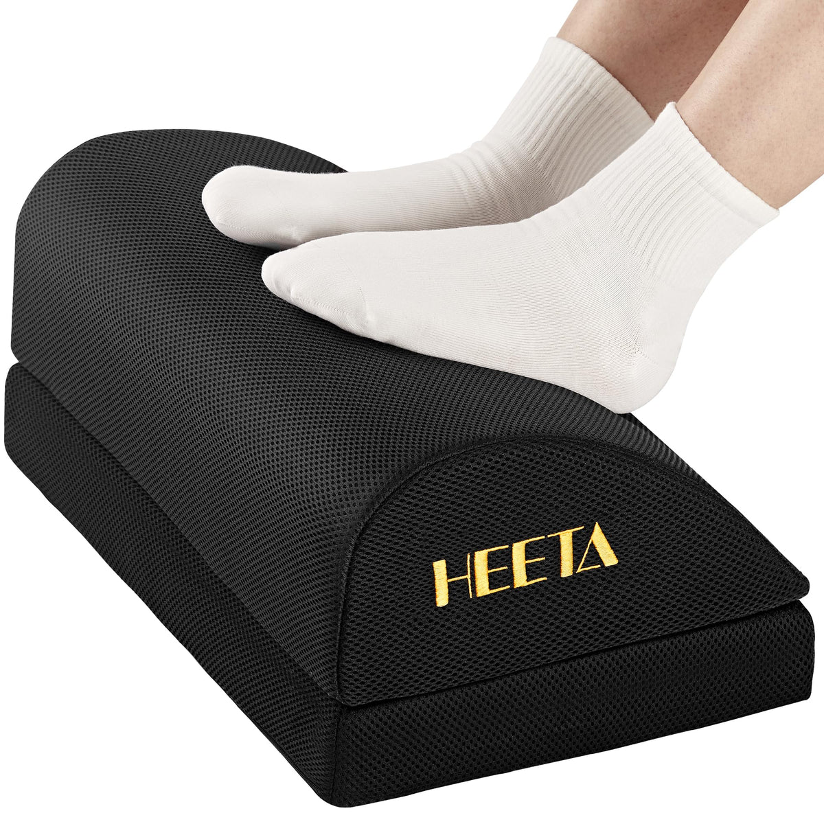 HEETA Foot Rest Under Desk, Ergonomic Footrest Adjustable 2 Optional Height Desk Foot Rest Foam Non-Slip Foot Stool for Home, Office & Gaming Black - image 1
