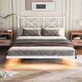 ARFARLY Double Floating Bed Frame with LED Lights and Charging Station