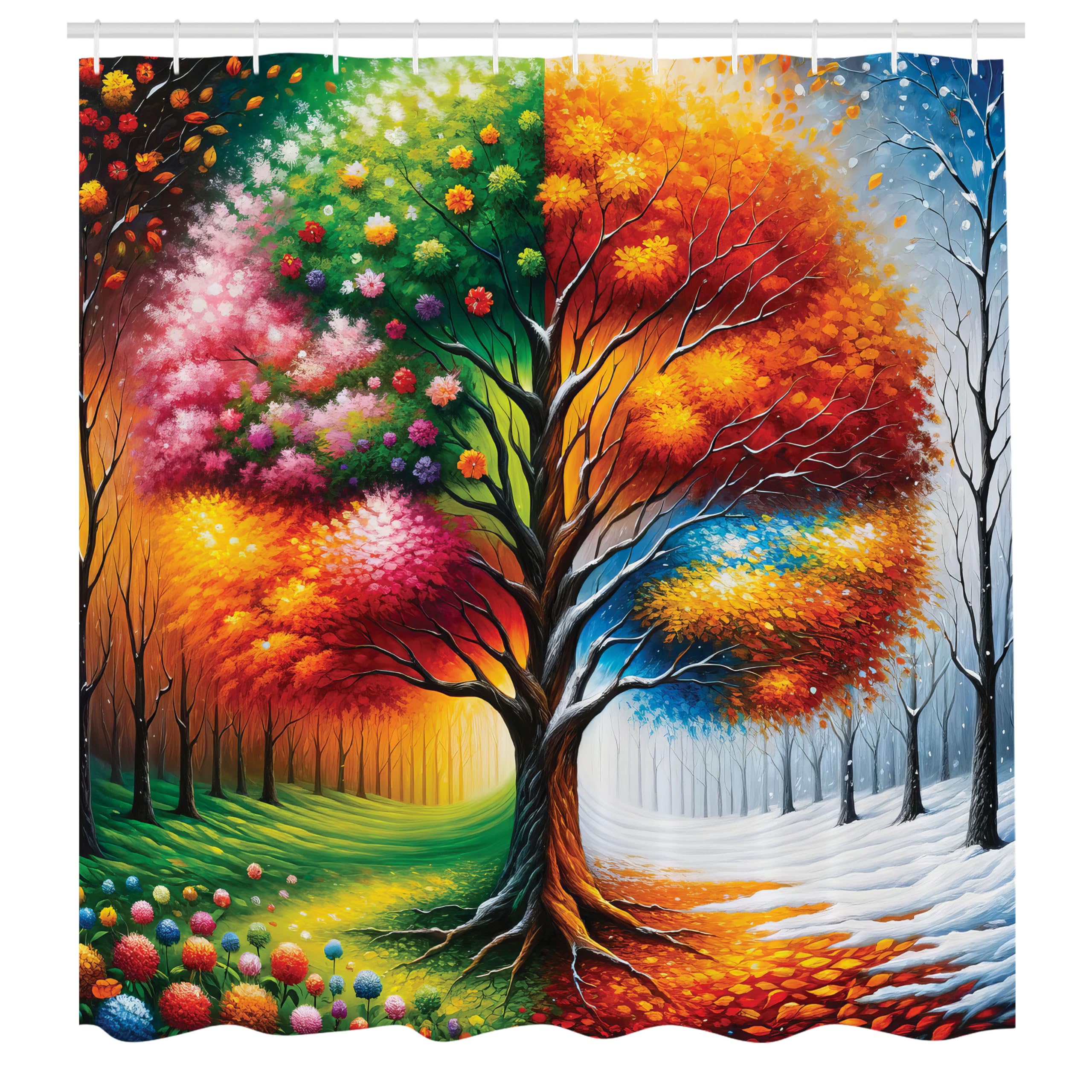 Abakuhaus Winter Meadow Shower Curtain – Waterproof Fabric – 175 x 200 cm