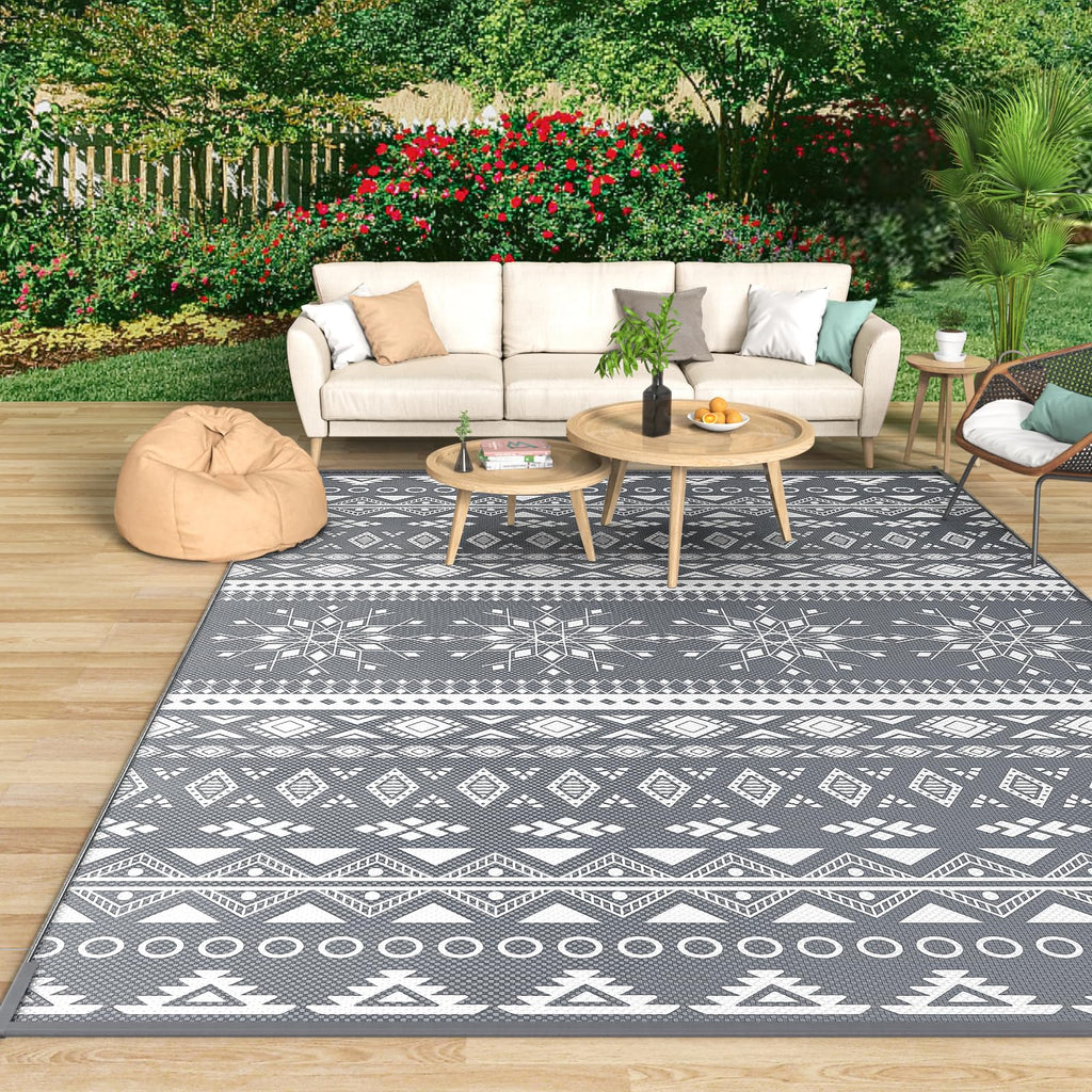 MOKANI Reversible Outdoor Rug – 180x270cm Waterproof Boho Patio Carpet