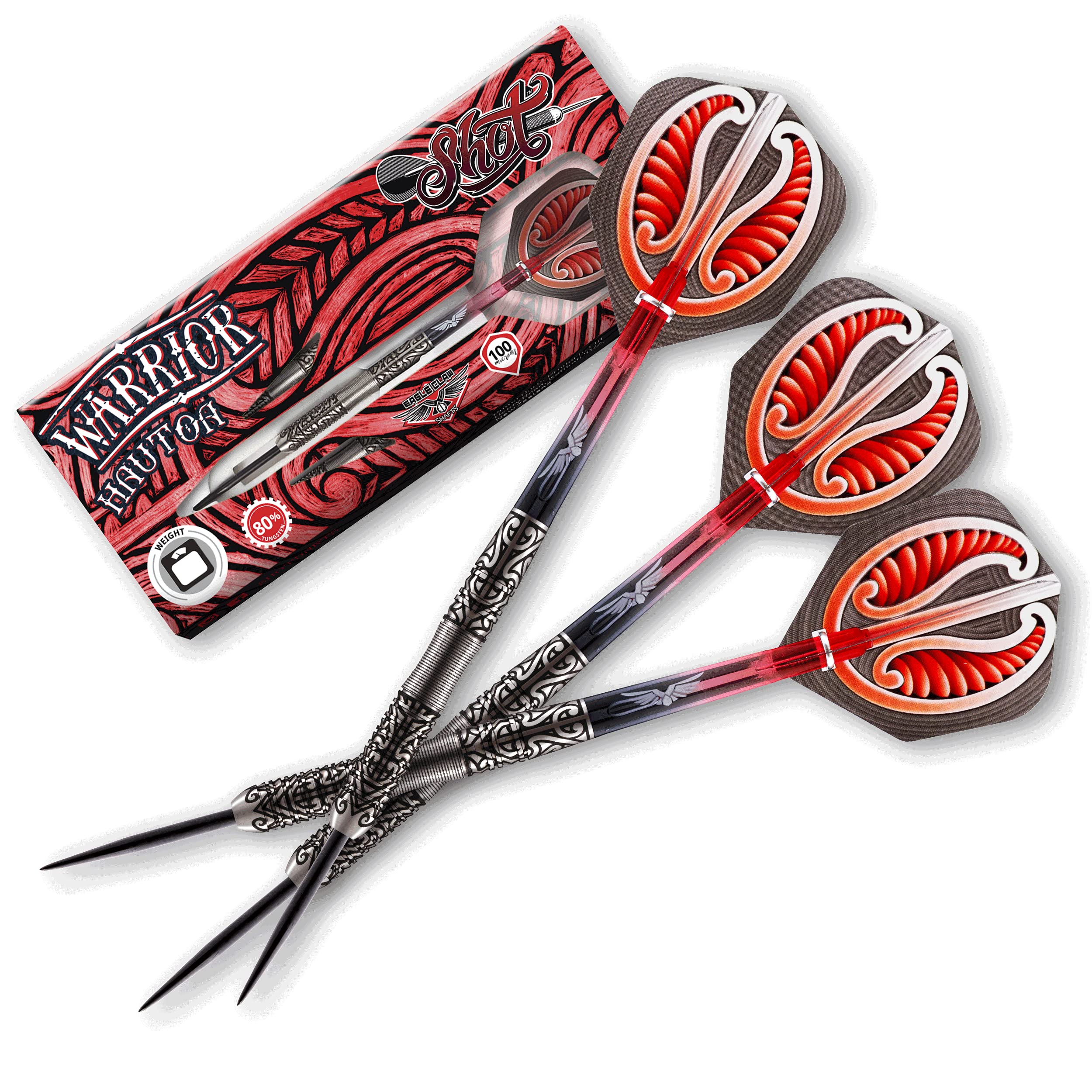 Shot! Darts Warrior Hautoa Steel Tip Dart Set | 80% Tungsten | 24g