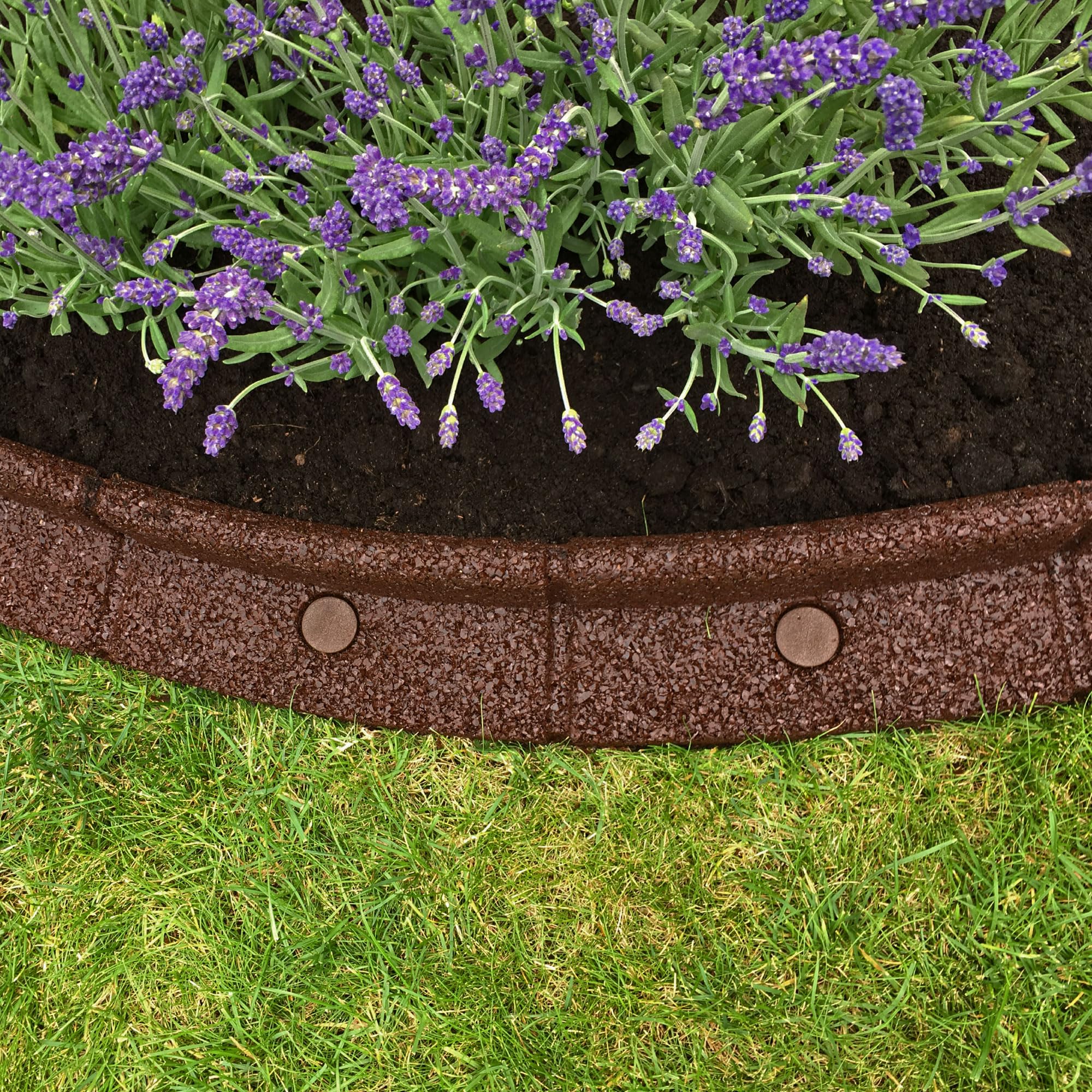 FlexiBorder Brown Recycled Rubber Lawn Edging - 6m Flexible Garden Border