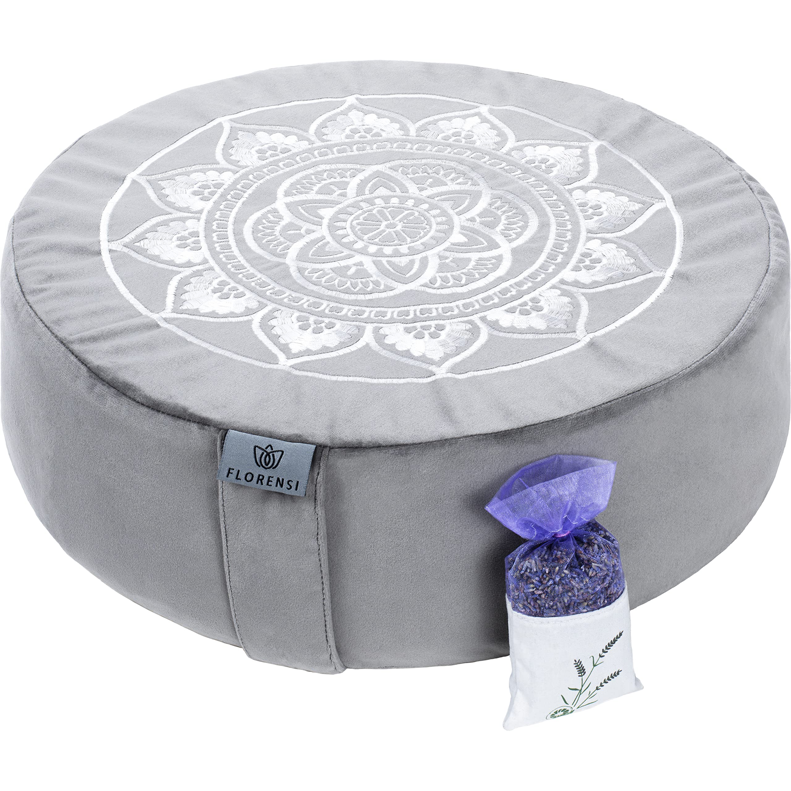Florensi Meditation Cushion | Velvet Buckwheat Floor Pillow with Lavender