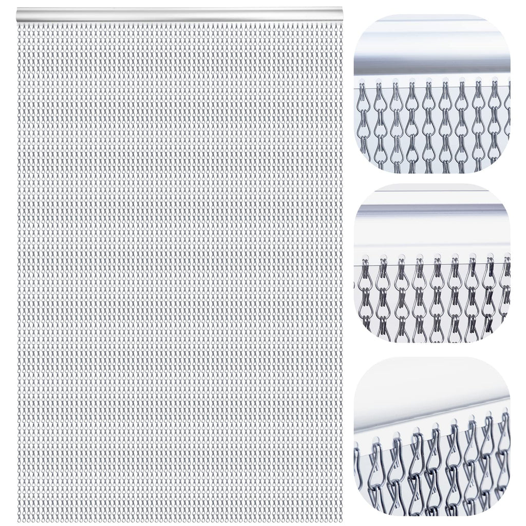 LYMMIYTC Aluminium Chain Door Curtain | 90x210cm Grey Metal Fly Screen