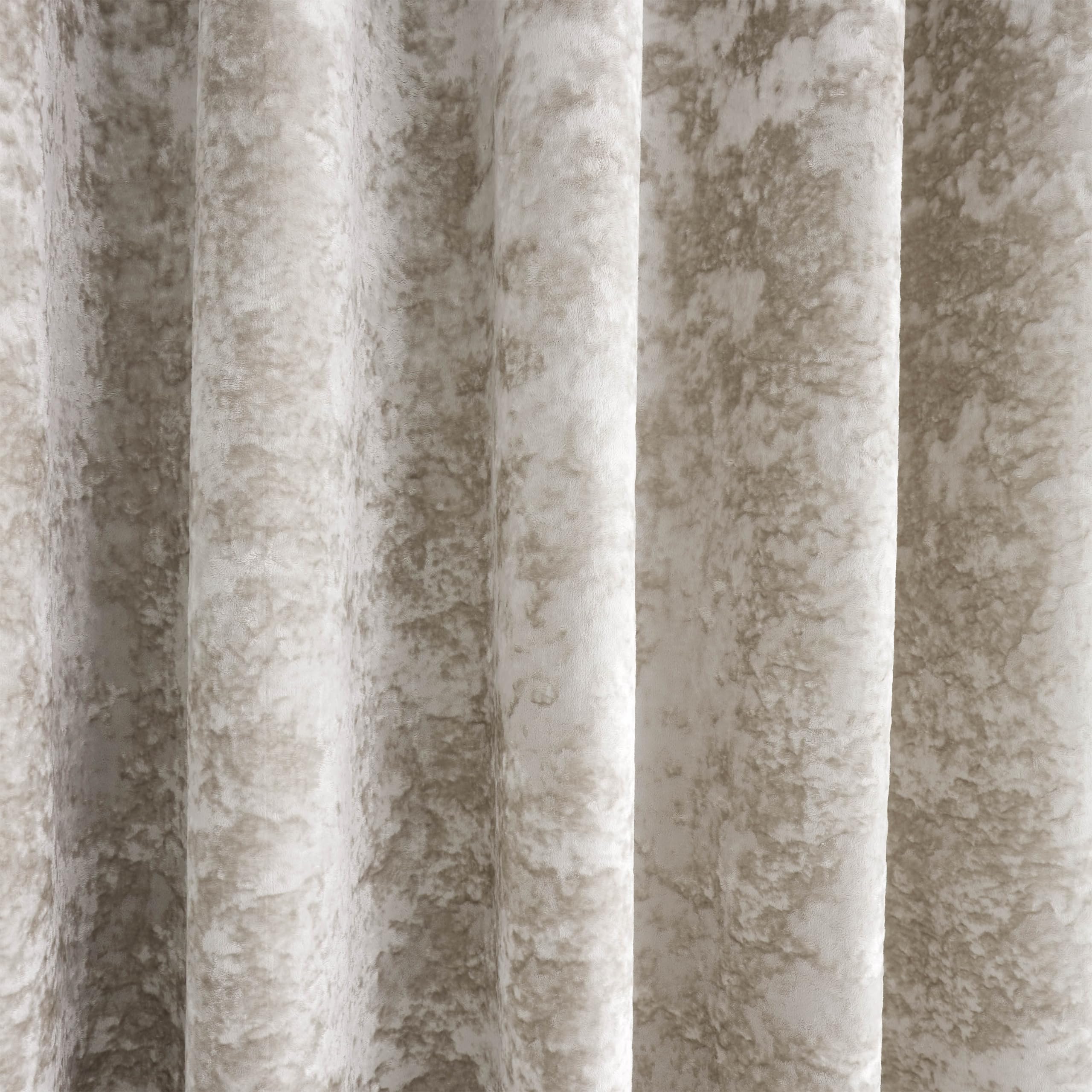 Catherine Lansfield Crushed Velvet Lined Eyelet Curtains - Natural