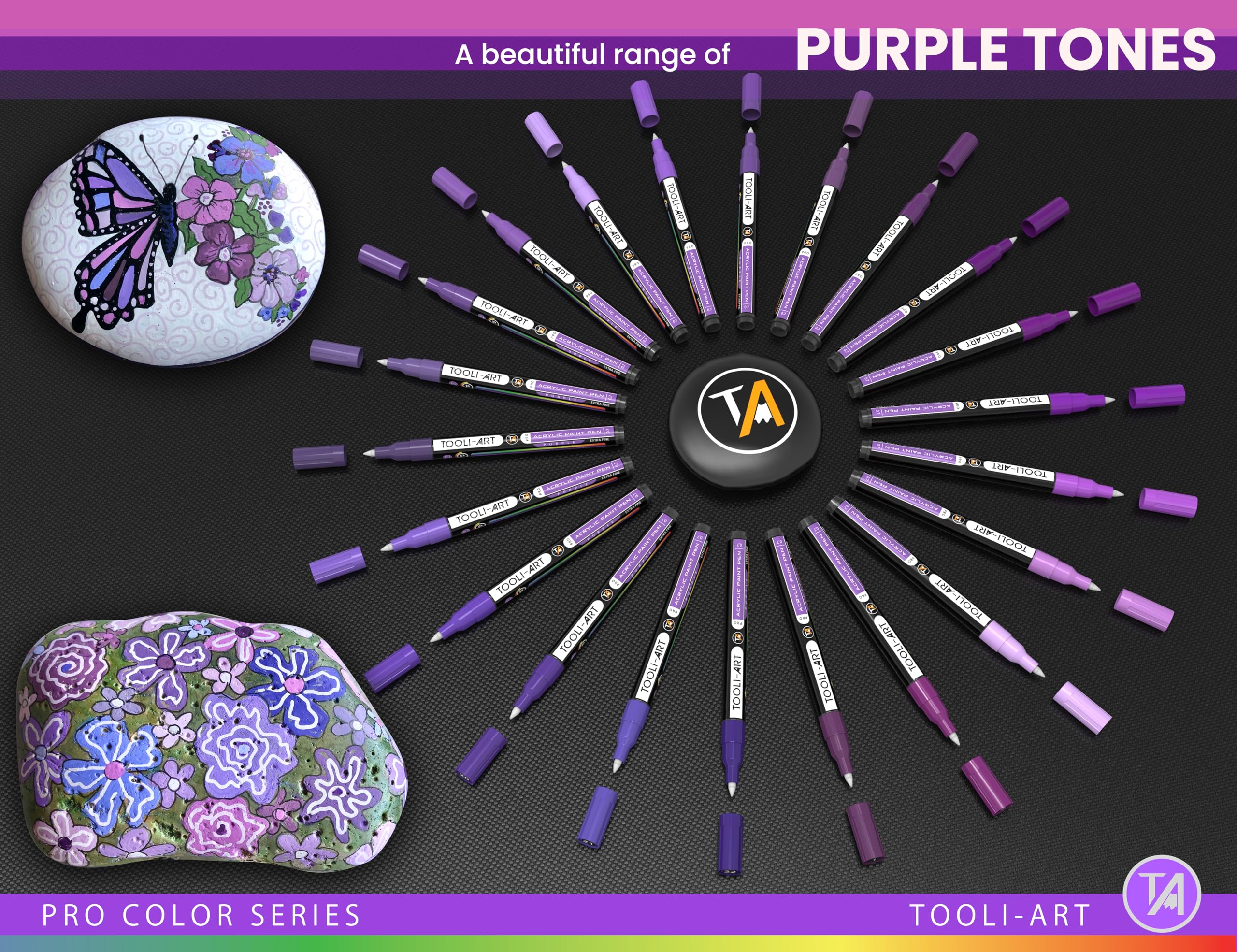 Jolof Store Acrylic Paint Pens - 22 Purple Tones 0.7mm Extra Fine Tip Set