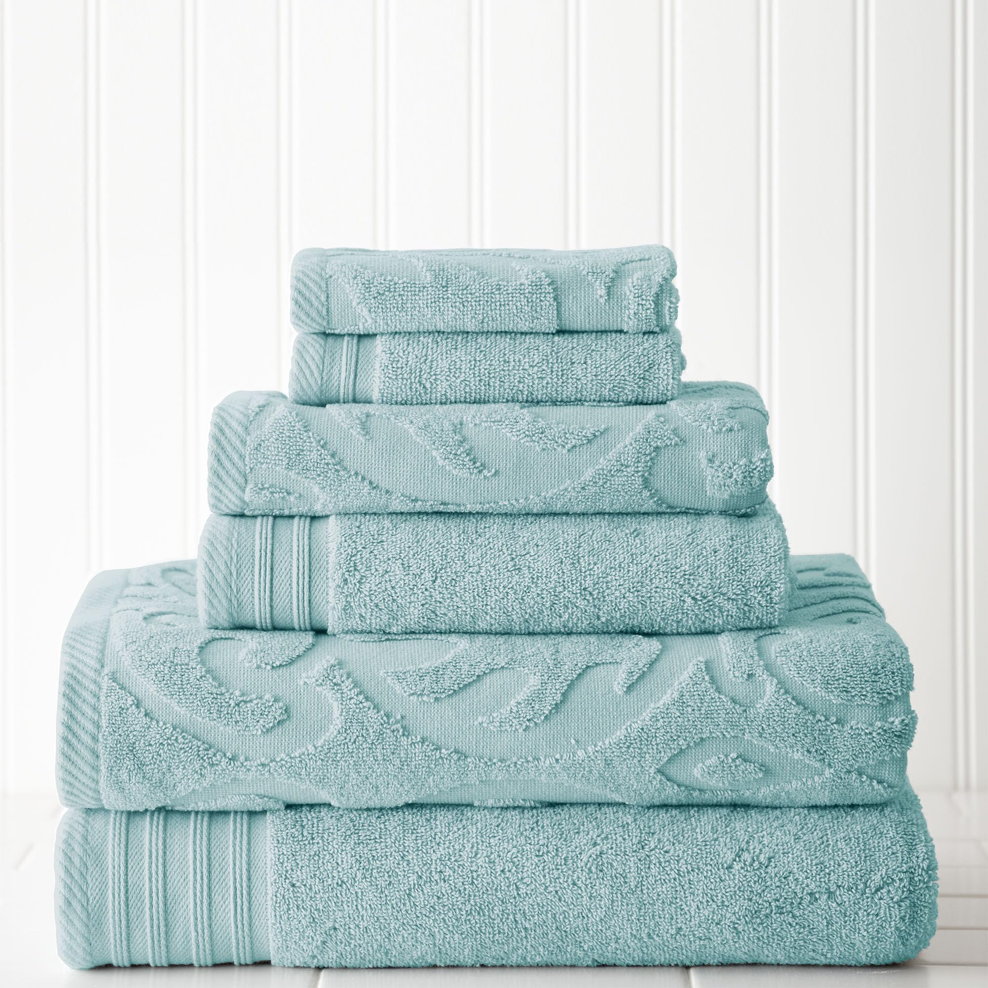 Amrapur 6-Piece Cotton Towel Set | Medallion Jacquard 550GSM Ultra Soft