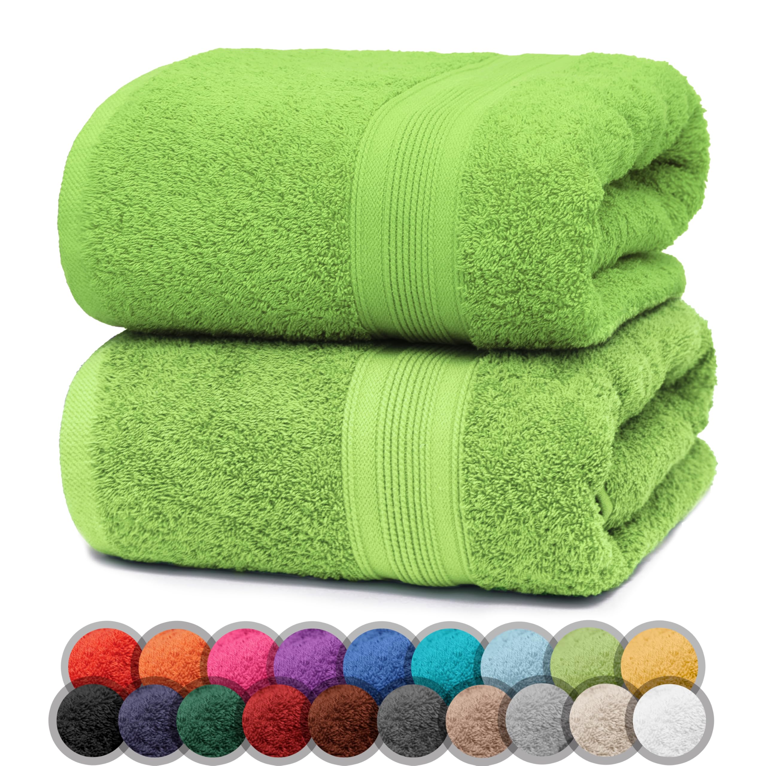 NatureMark 100% Cotton Bath Towels - Pack of 2, 70x140cm, Apple Green
